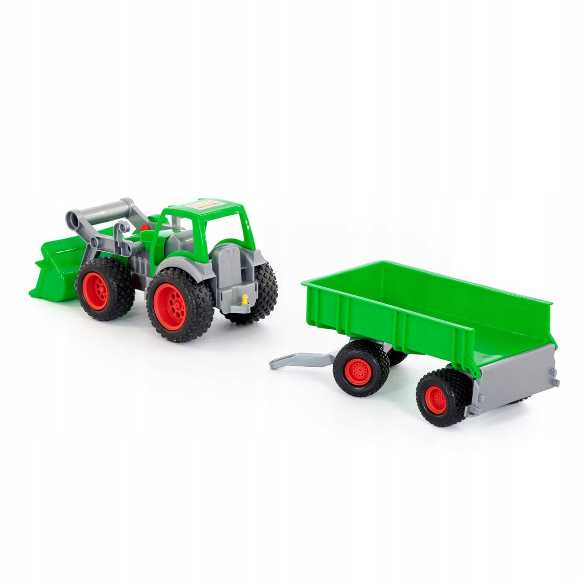 Green TRACTOR With trailer RUBBER WHEELS XXL 63cm Kid's age 3＋ years