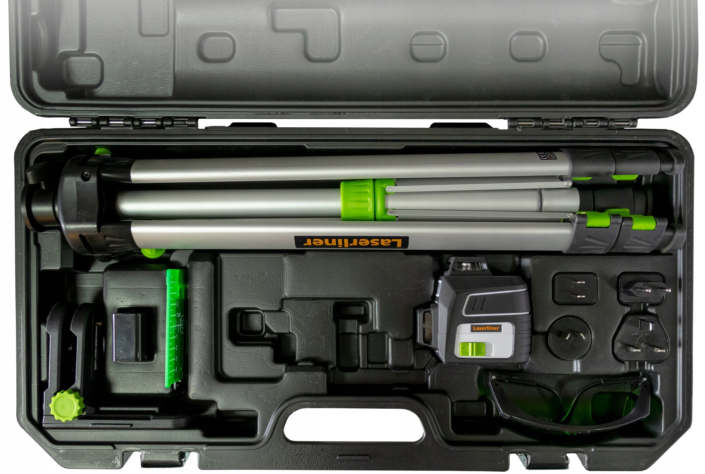 Green cross laser with tripod and suitcase. Laserliner PocketPlane 4years Model PocketPlane-Laser 3G