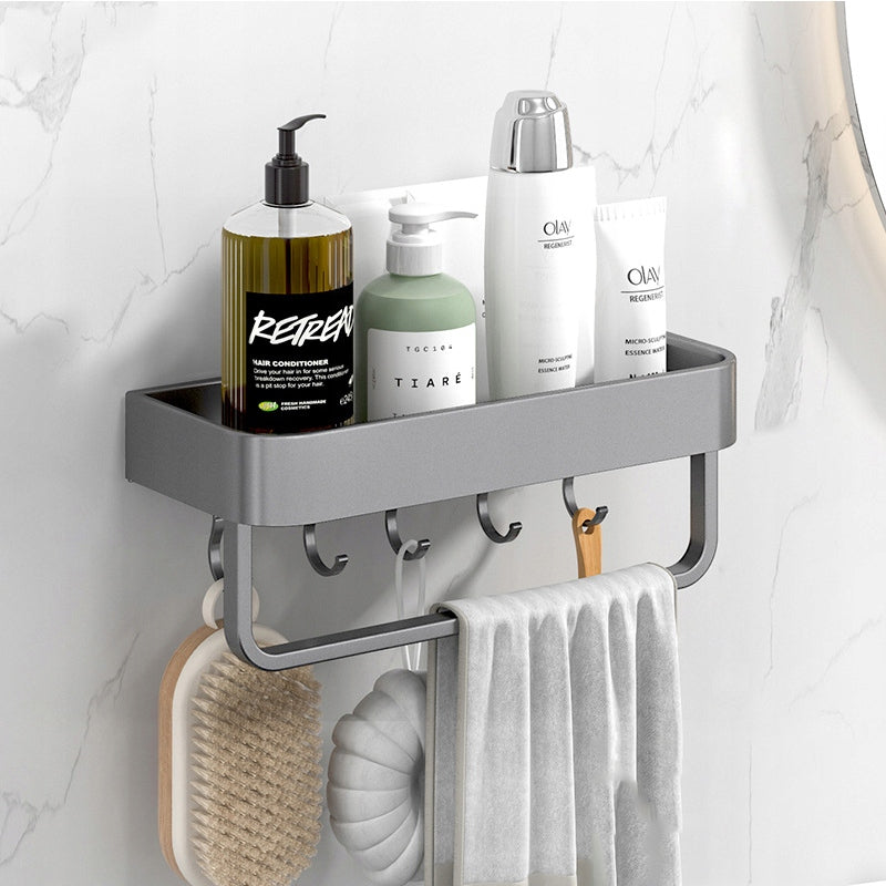 Grey BATHROOM SHOWER SHELF HANGING Self Adhesive+Punched 30cm