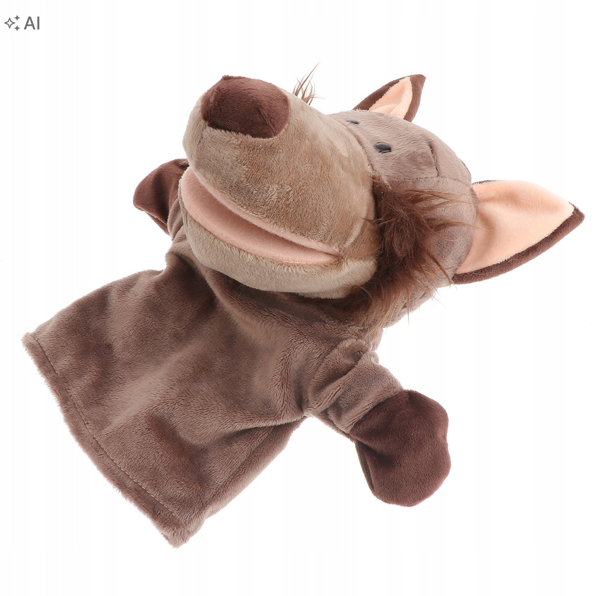 Grey Plush Wolf Hand Puppet Toy for Kids - Interactive Animal Role Play Material fabric