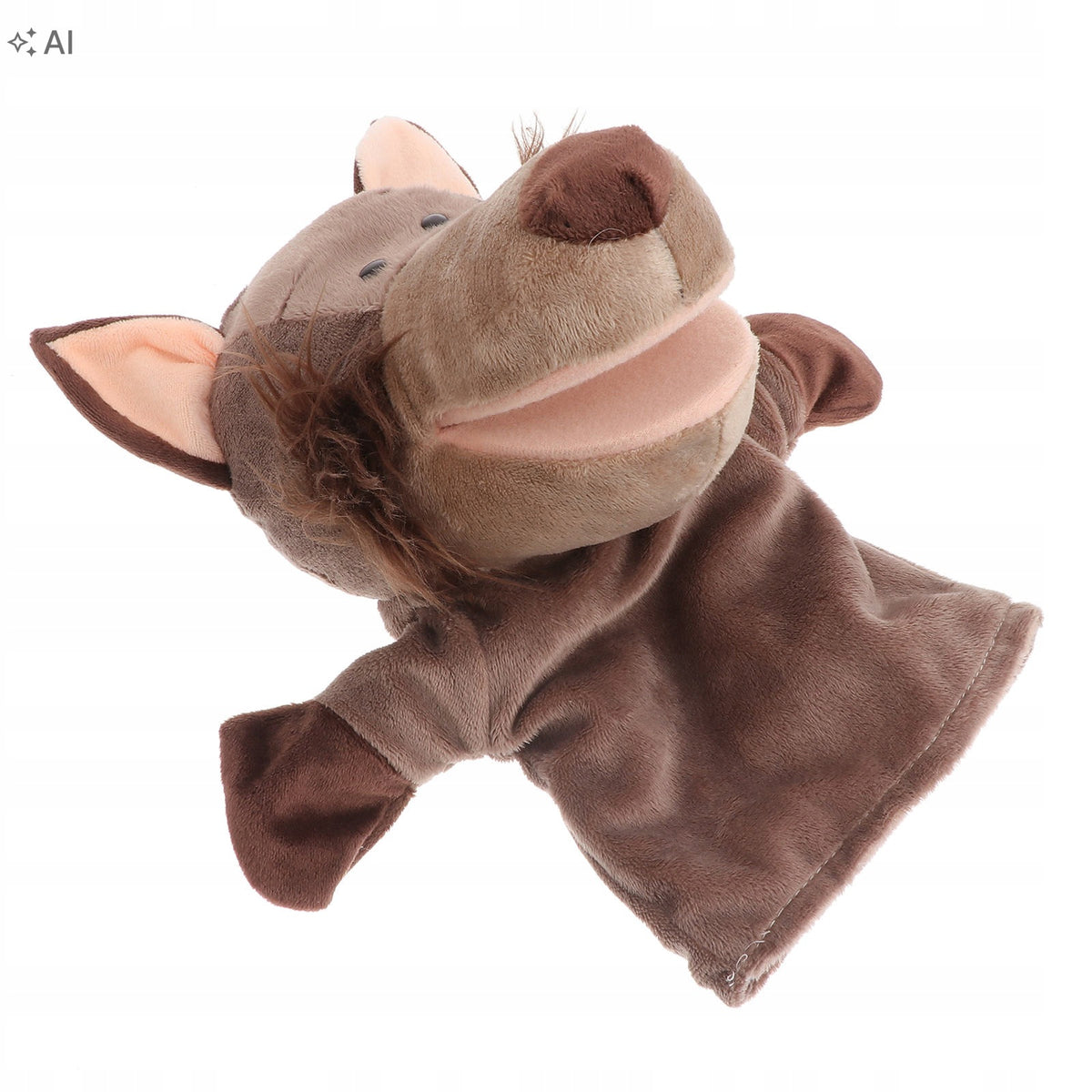 Grey Plush Wolf Hand Puppet Toy for Kids - Interactive Animal Role Play