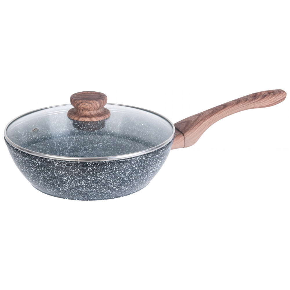 Grey aluminium pan with marbled coating and lid Ø28 cm, KINGHoff