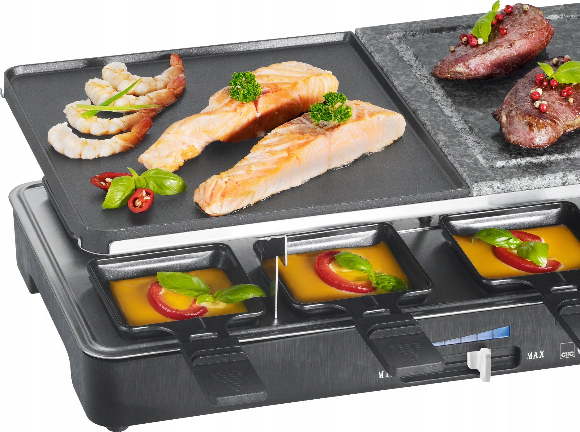 Grill Raclette Clatronic RG1400W Grill Stone 8 Griddles Manufacturer code 261706