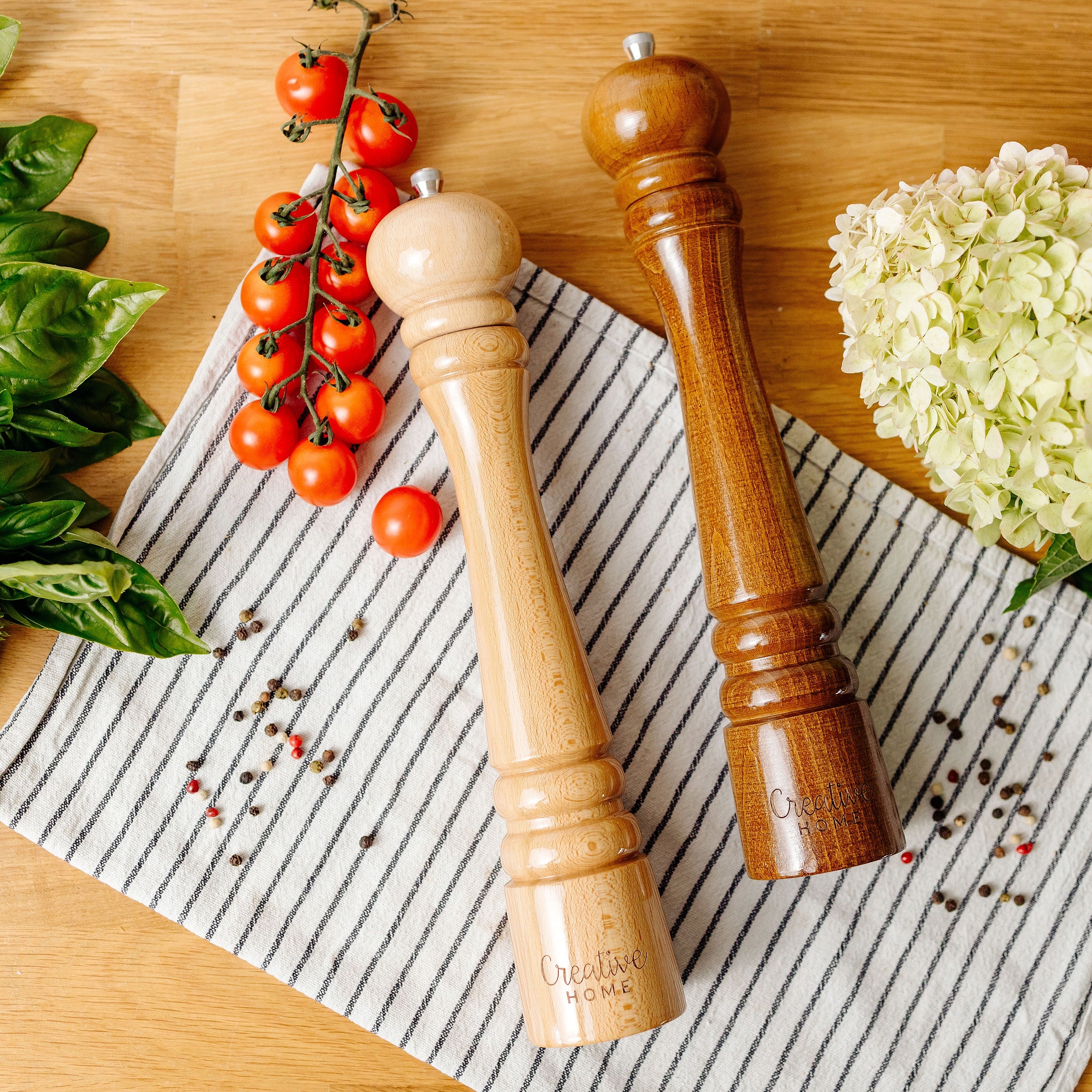 Grinders pepper and salt grinder, manual, wooden, natural, universal, 2 pcs Brand Creative Home