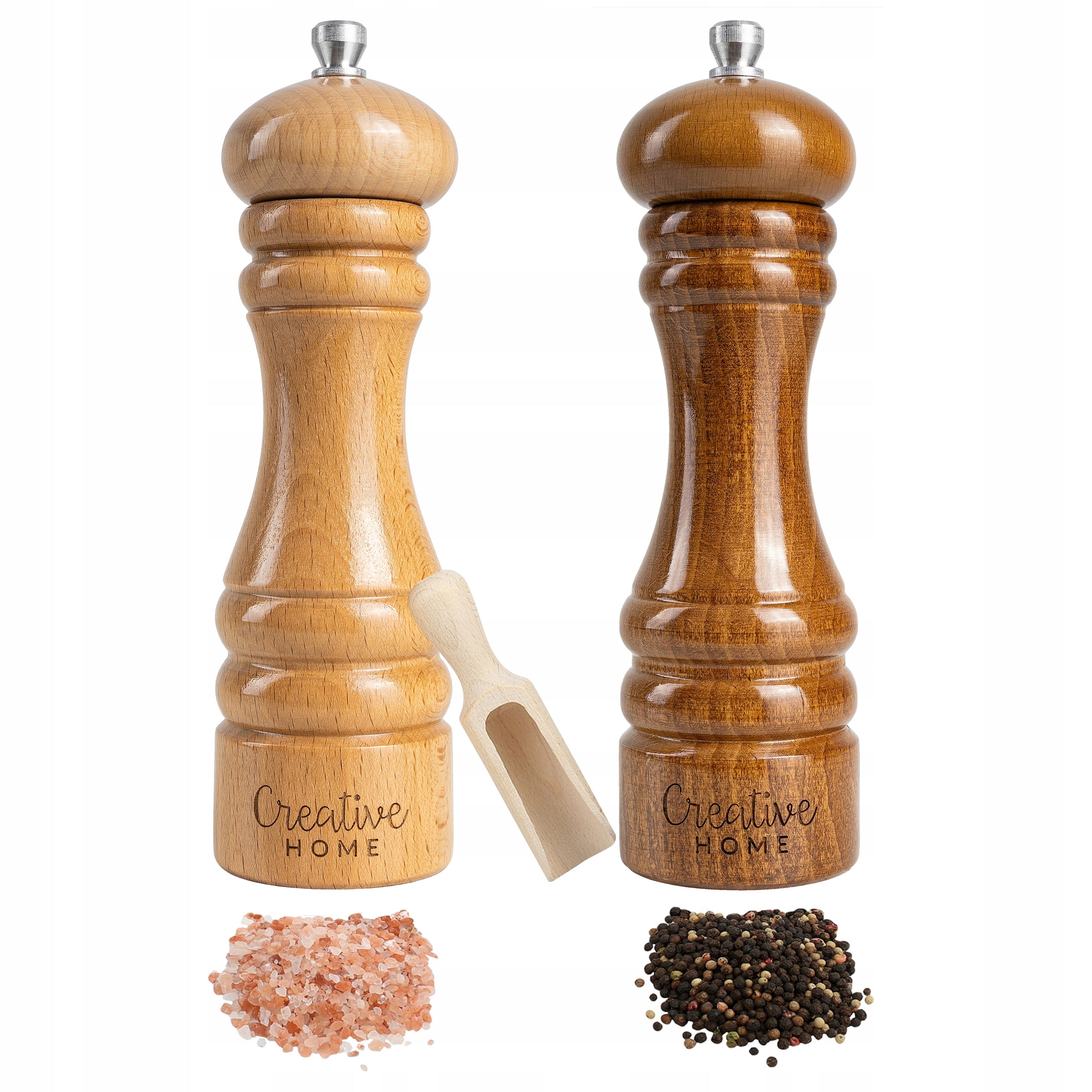 Grinders pepper and salt grinder, manual, wooden, natural, universal, 2 pcs