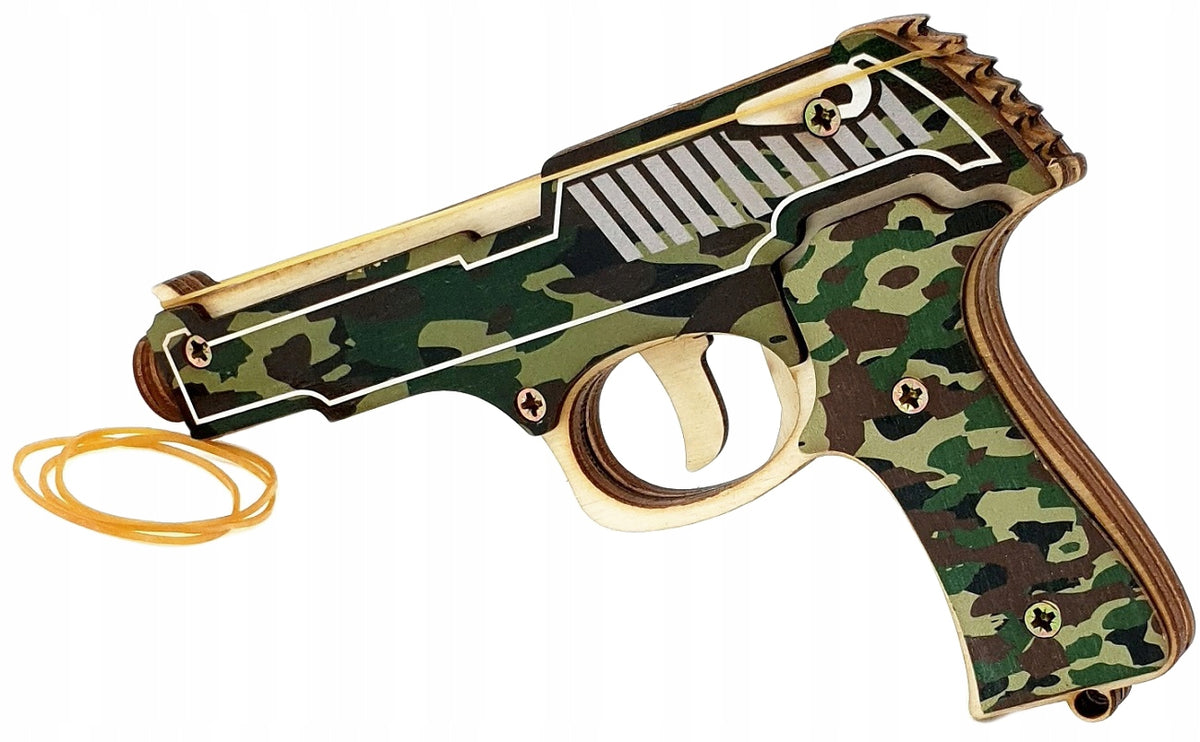 Gun for Rubber Bands Wooden Toy Brand DrewnianyBazarek