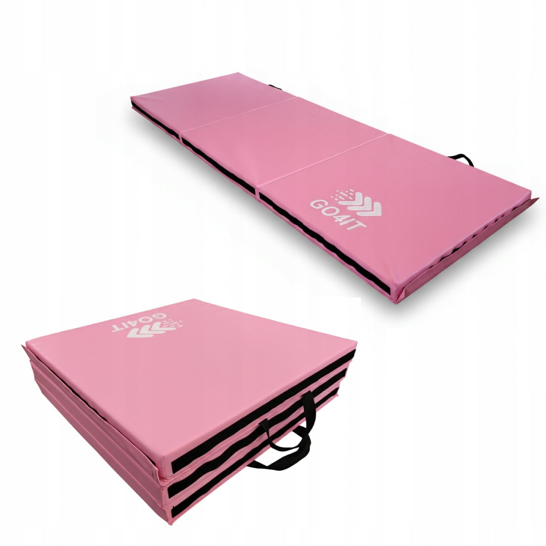 Gymnastic Mattress FOLDING 180x60x5cm exercise mat pink Velcro