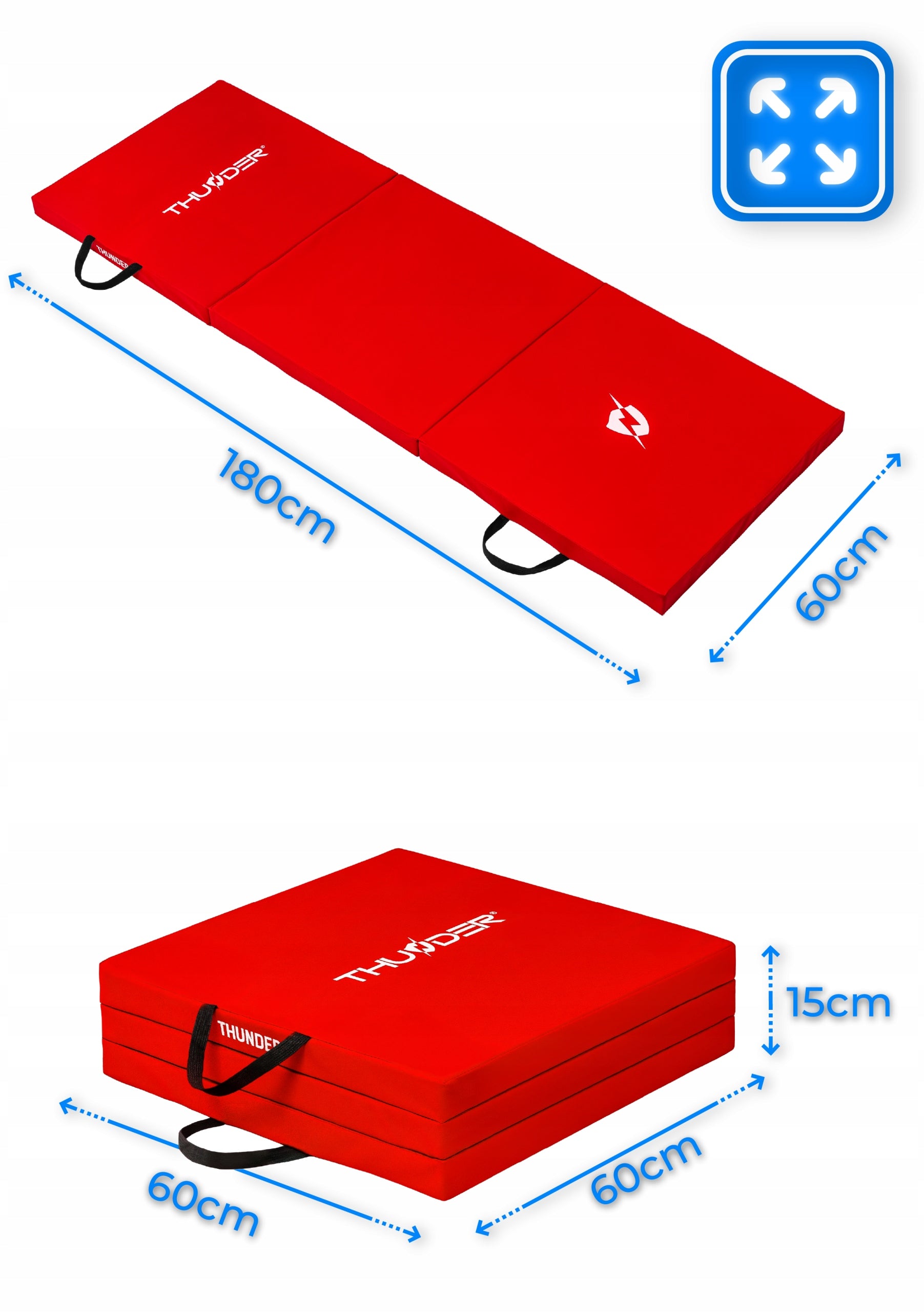 Gymnastic Mattress Folding Solid Gymnastic Mat for Kids 180x60x5 Color red