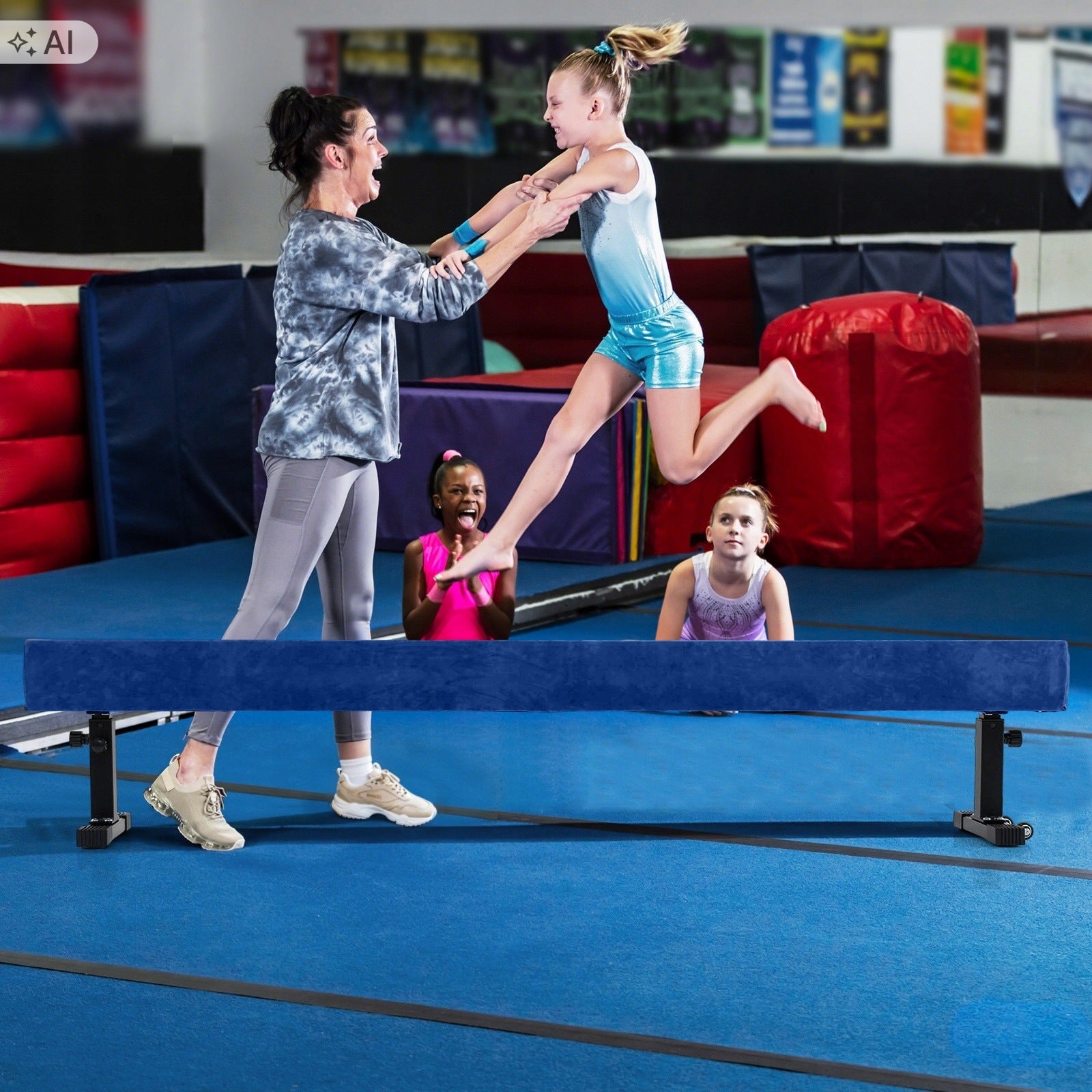 Gymnastic beam adjustable 226x31 cm to 100 kg blue, transp. Packaging status original