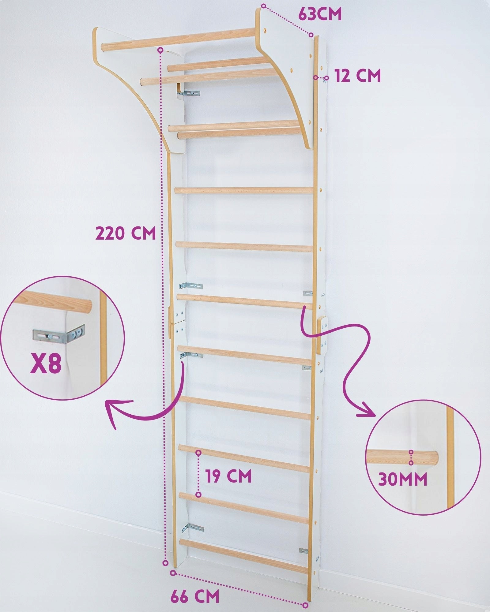 Gymnastic exercise ladder with handle at the top for children training 220cm EAN (GTIN) 5905965265721