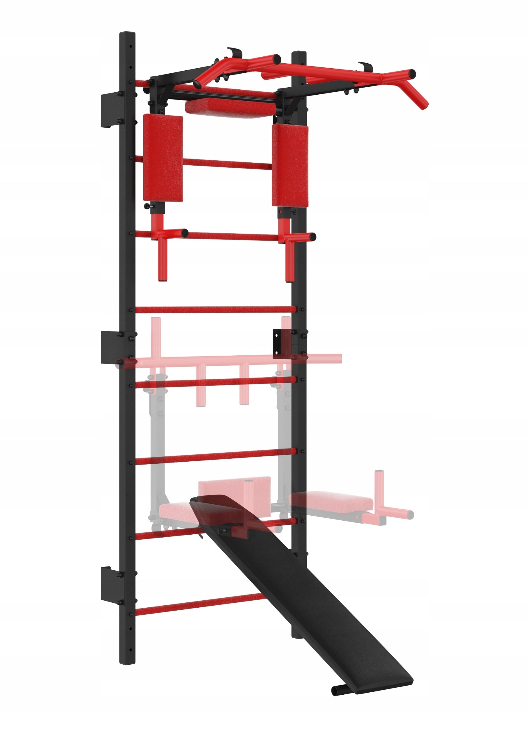Gymnastic ladder 4in1 pull-up bar/handle with bench backrest