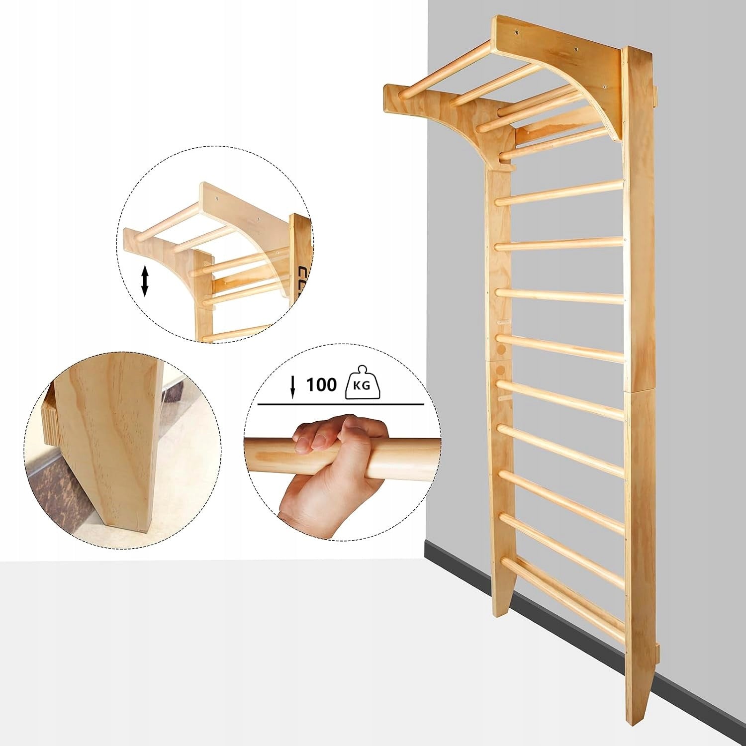 Gymnastic ladder CCLIFE Wooden Wall 195x80 cm 100 kg 10 Levels Brand CCLife
