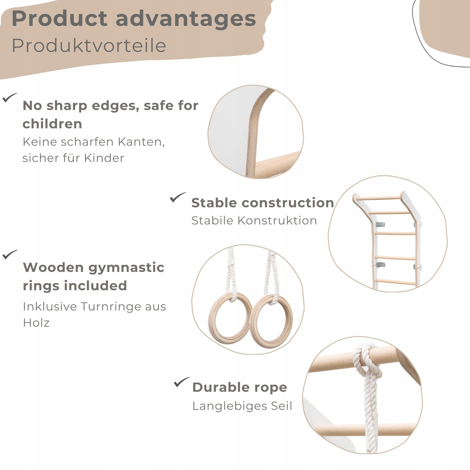Gymnastic ladder | Climbing ladder + Gymnastic wheels, 0-6 years old Brand MAMOI