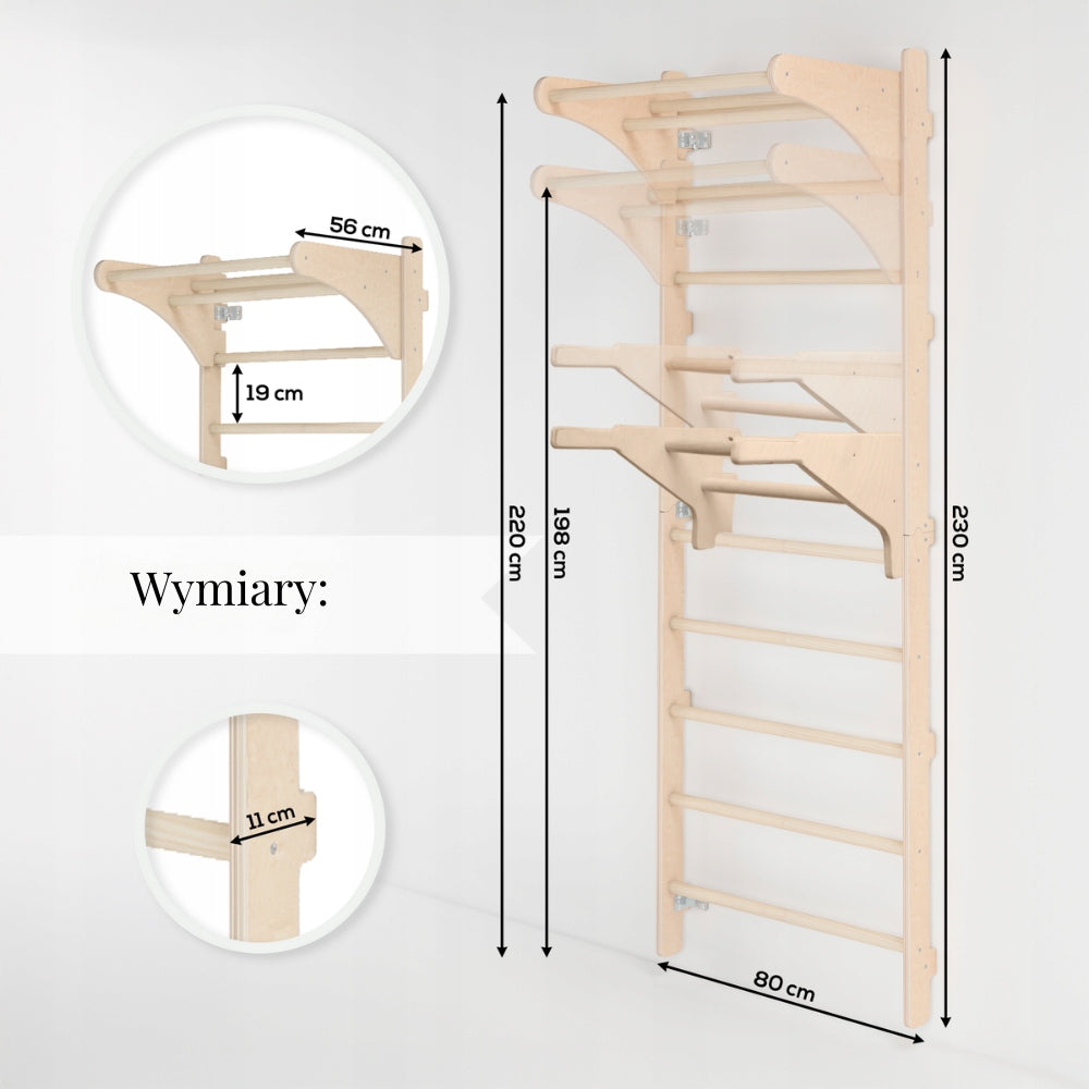 Gymnastic ladder + HANDLE + DIPS HANDRAILS + TRAINING WHEELS Packaging status original
