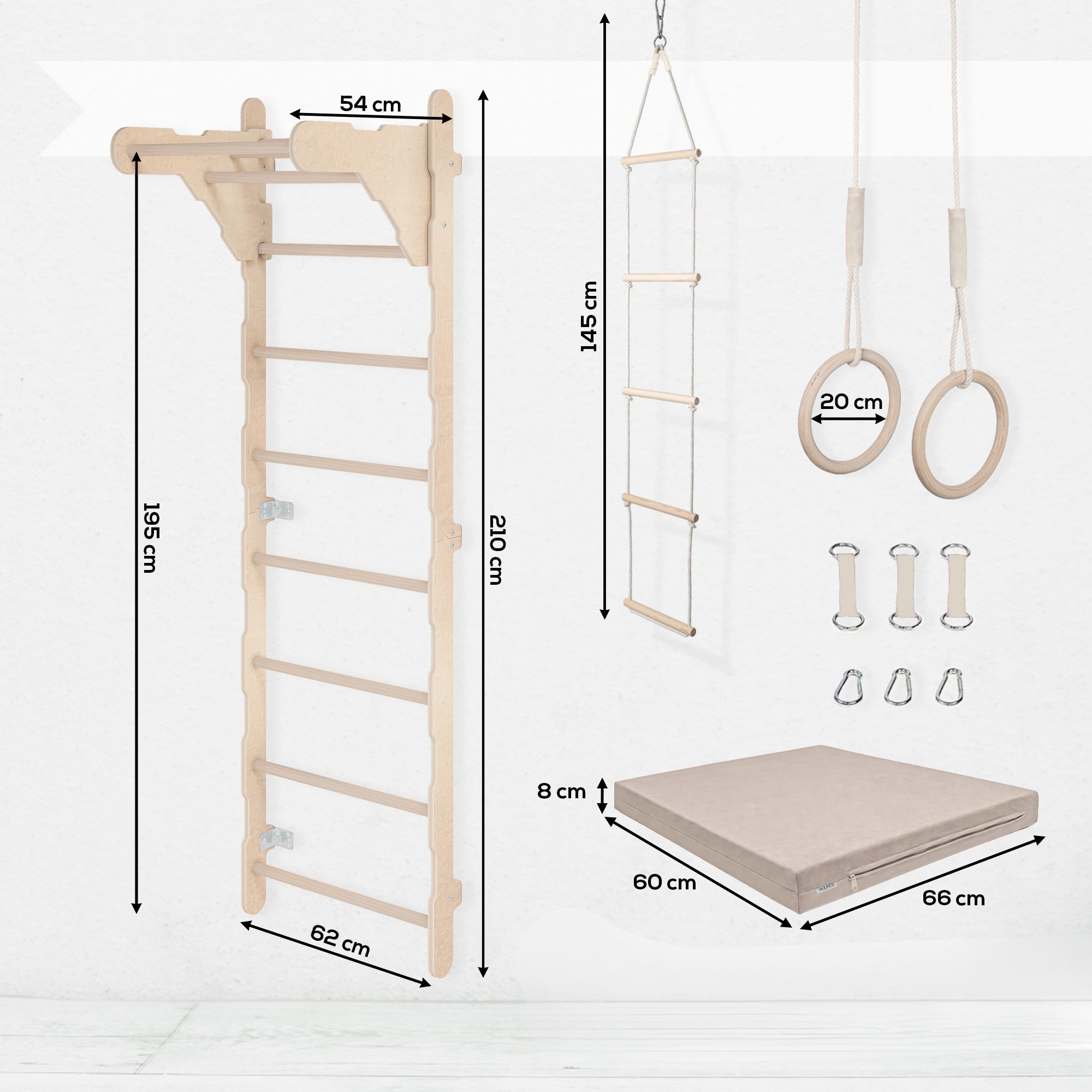 Gymnastic ladder + Mattress, Rope ladder, Gymnastic ringo Packaging status original