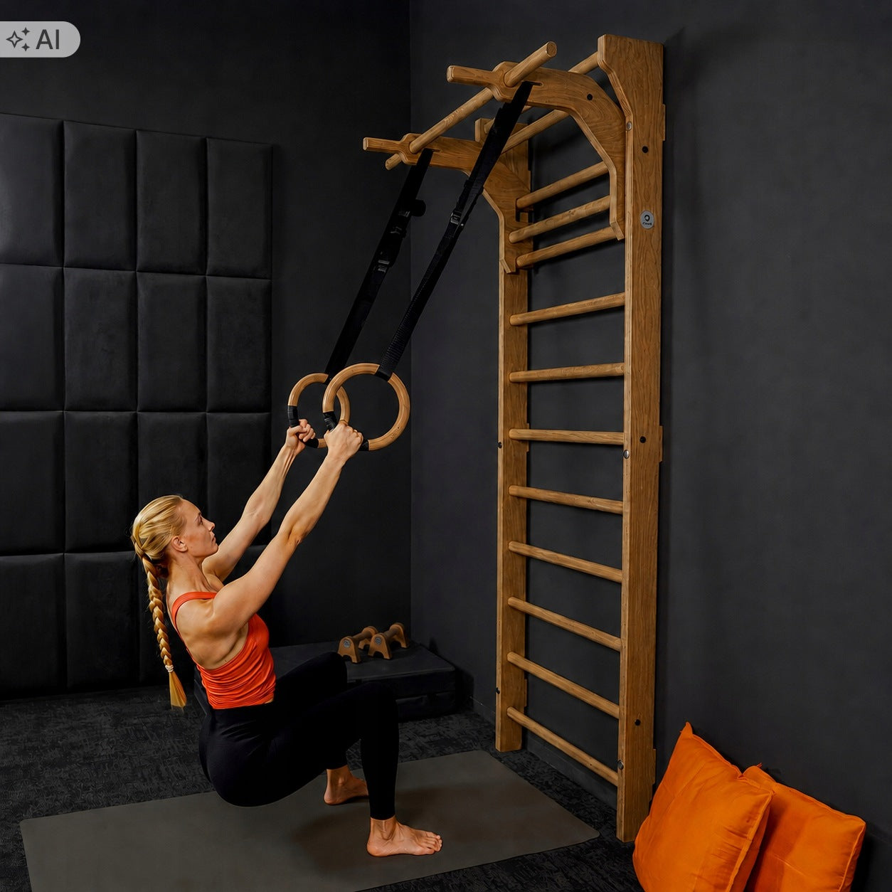 Gymnastic ladder PREMIUM - ONMAX Nord 230 cm - Oak Packaging status original