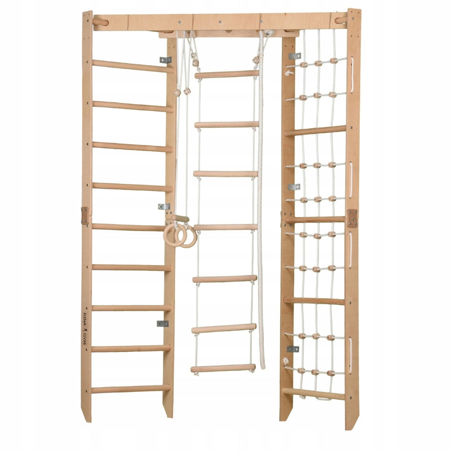 Gymnastic ladder SPR Corner natural 230 cm with net for home