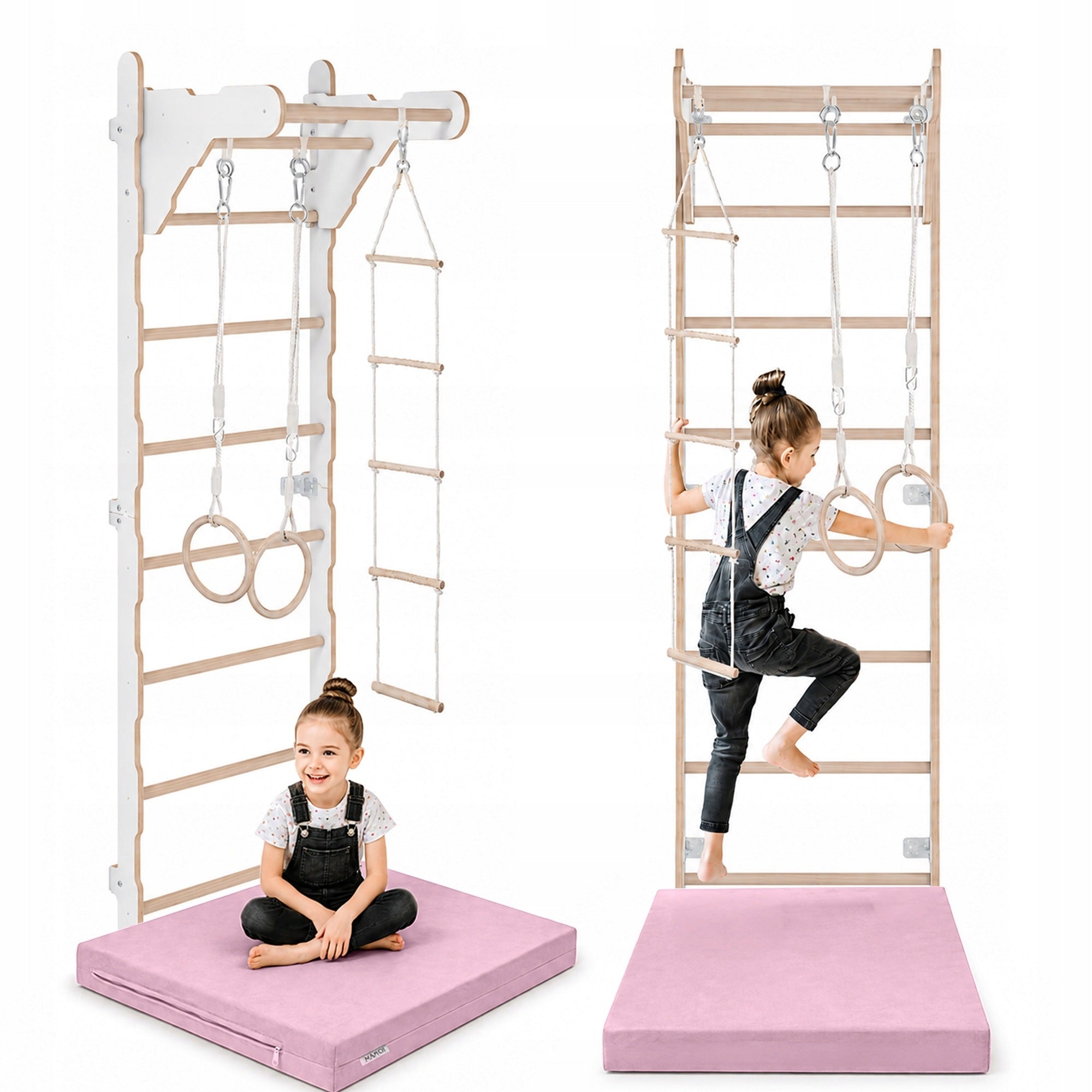 Gymnastic ladder white + Mattress, Rope ladder, Gymnastic ringo