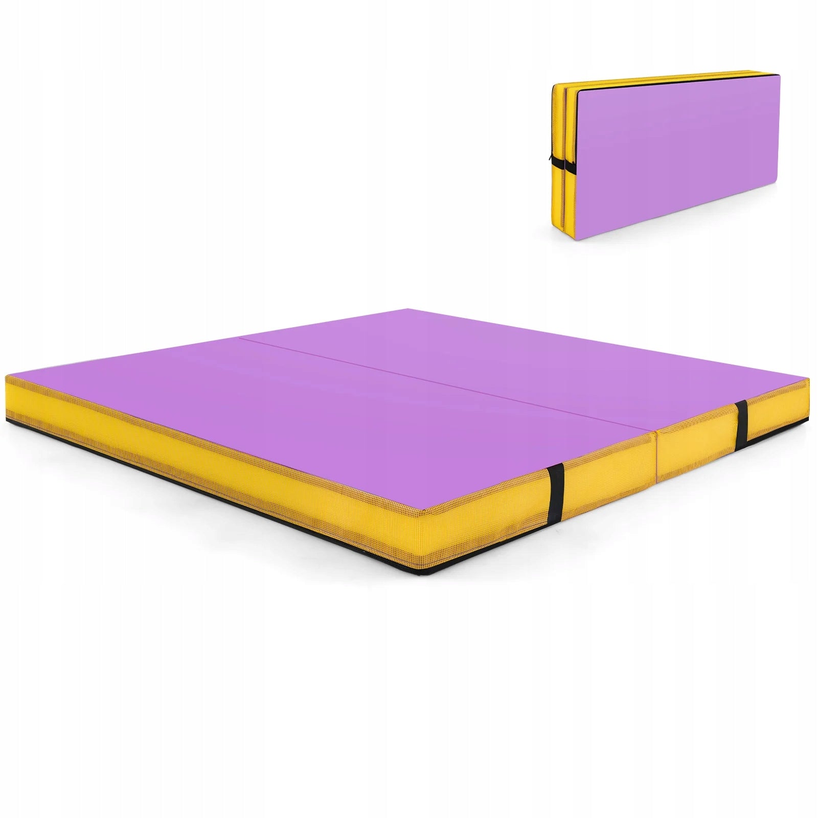 Gymnastic mattress COSTWAY - purple, foldable, non-slip, soft