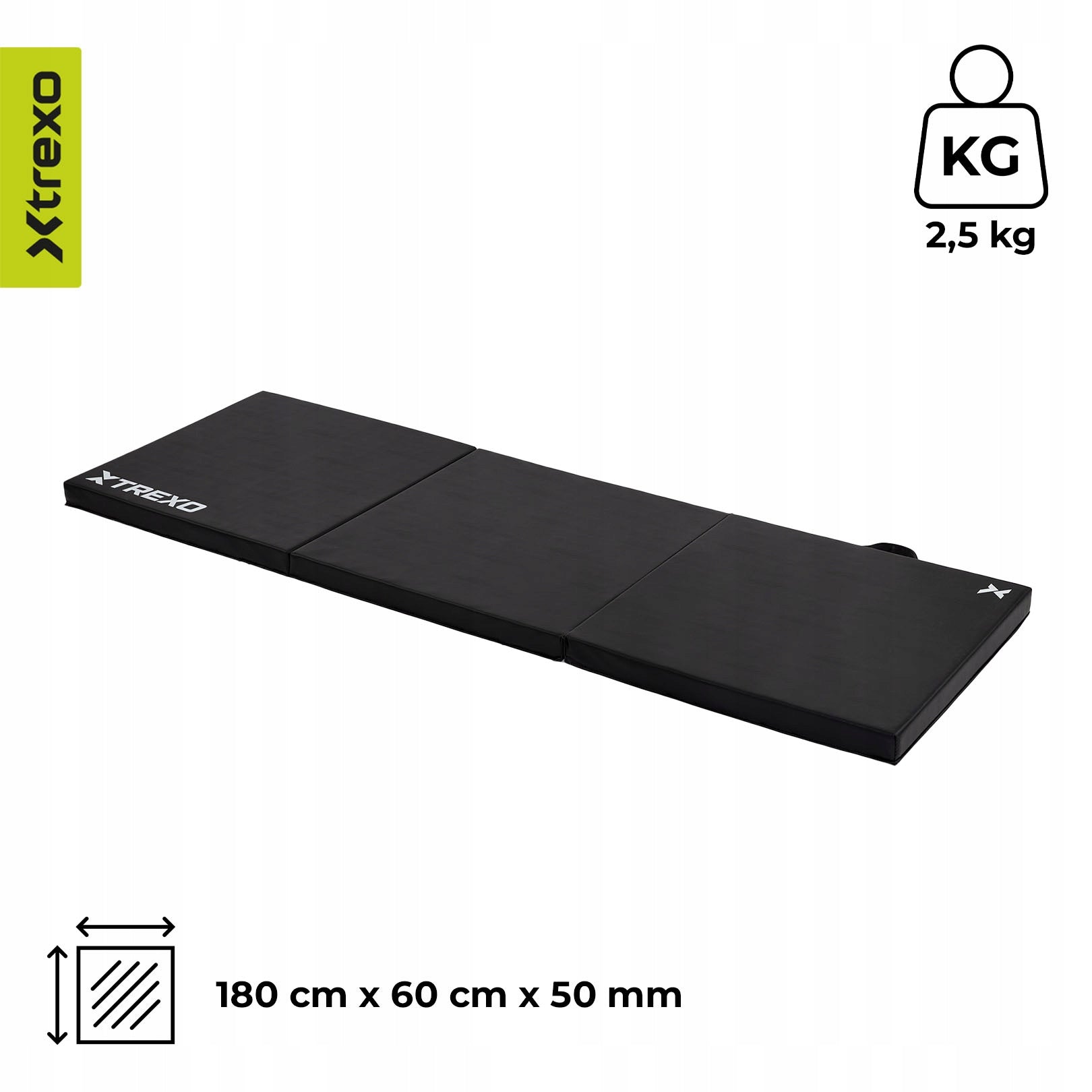 Gymnastic mattress XTREXO black folding 180 x 60 x 5 cm for exercise Brand Xtrexo