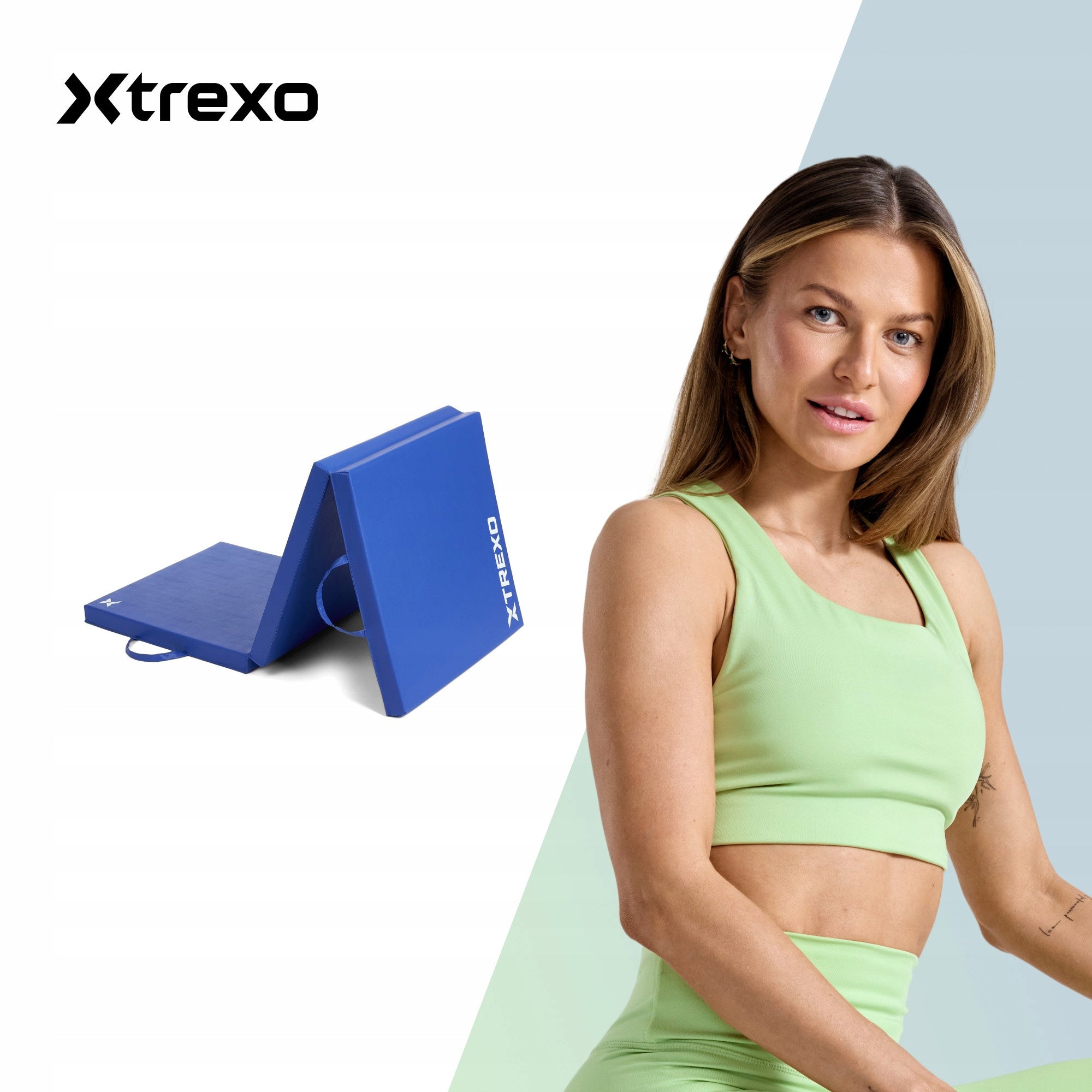Gymnastic mattress XTREXO foldable 180 x 60 x 5 cm blue OS SOLID Manufacturer code TRX-FDM004