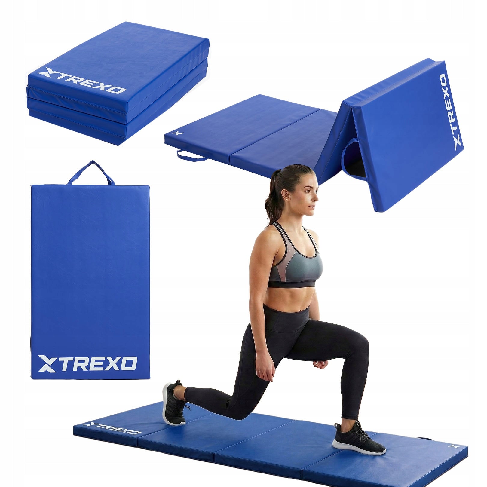 Gymnastic mattress XTREXO folding 195x80x5 blue SOLID COMPACT