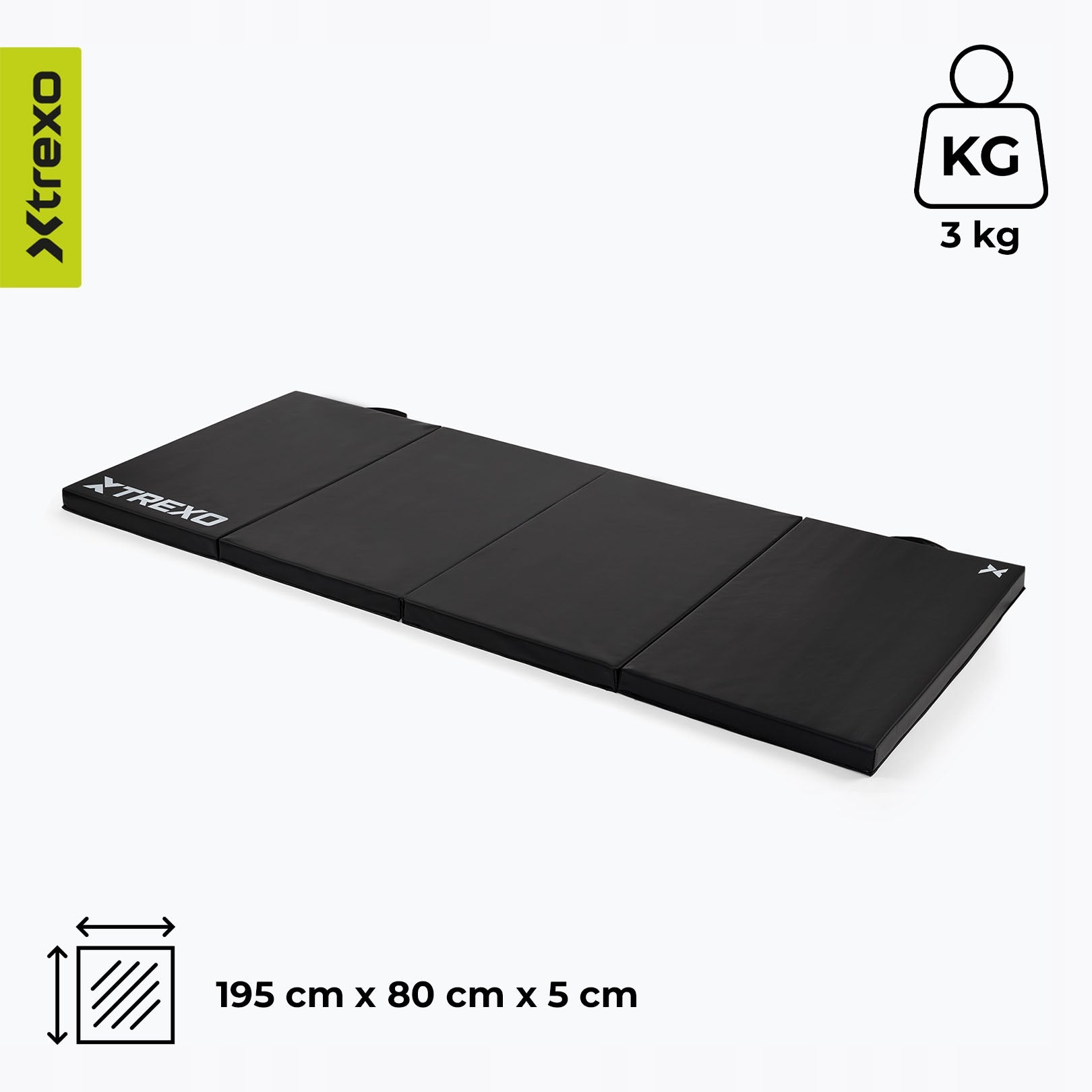 Gymnastic mattress XTREXO folding 195x80x5 cm black COMPACT SOLID Brand Xtrexo