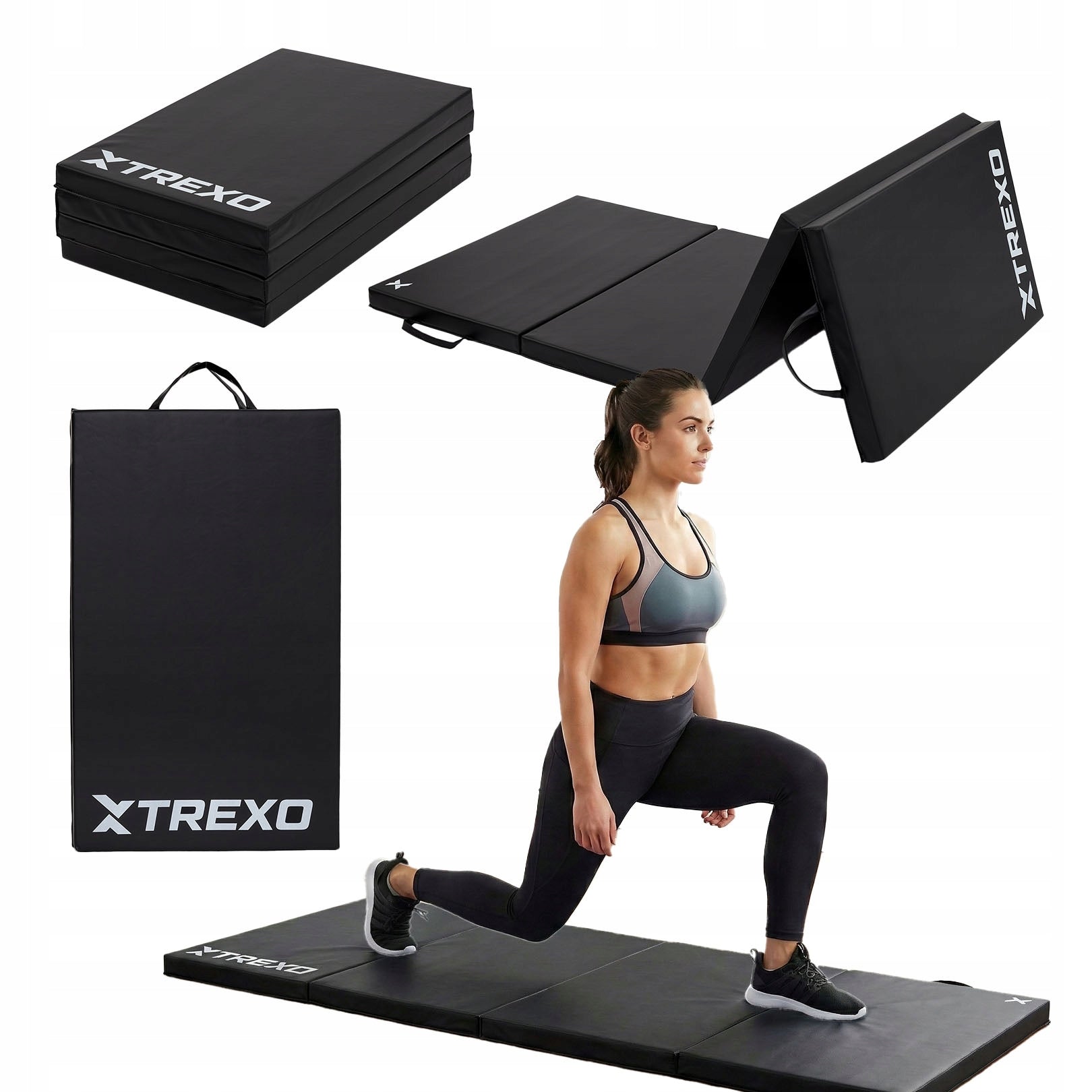 Gymnastic mattress XTREXO folding 195x80x5 cm black COMPACT SOLID
