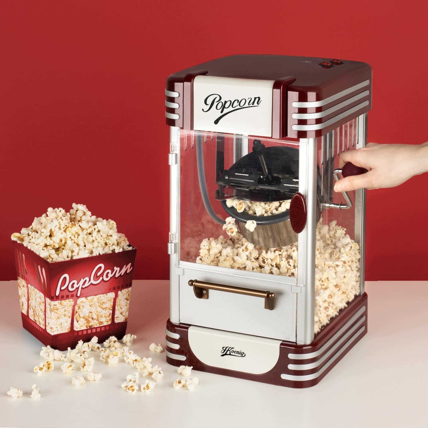 H.KOENIG POP330 RETRO POPCORN MACHINE 50G DESIGN CAPACITY 360W Packaging status original