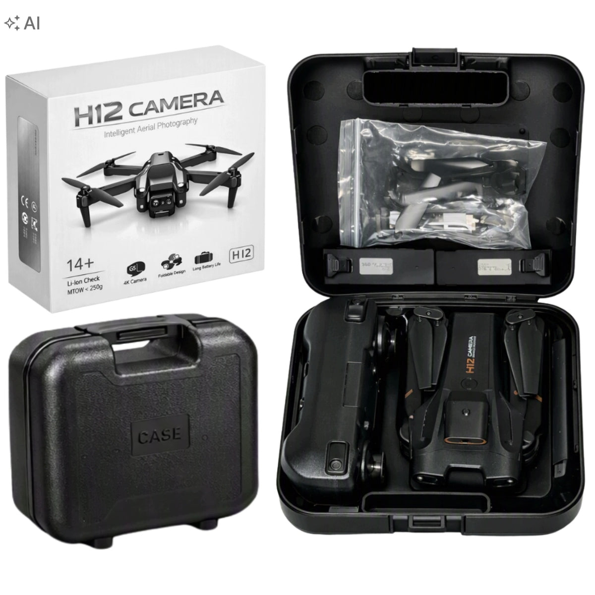 H12 MAX Drone with Camera - Obstacle Avoidance - Kids Toy 3 Batteries Packaging status original