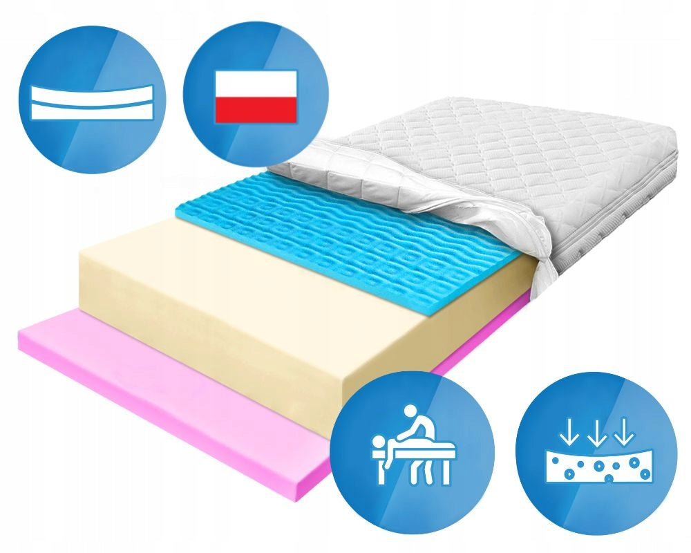 H2 H3 foam mattress 100x180 with contour foam for cramps, massaging 17 cm Packaging status original