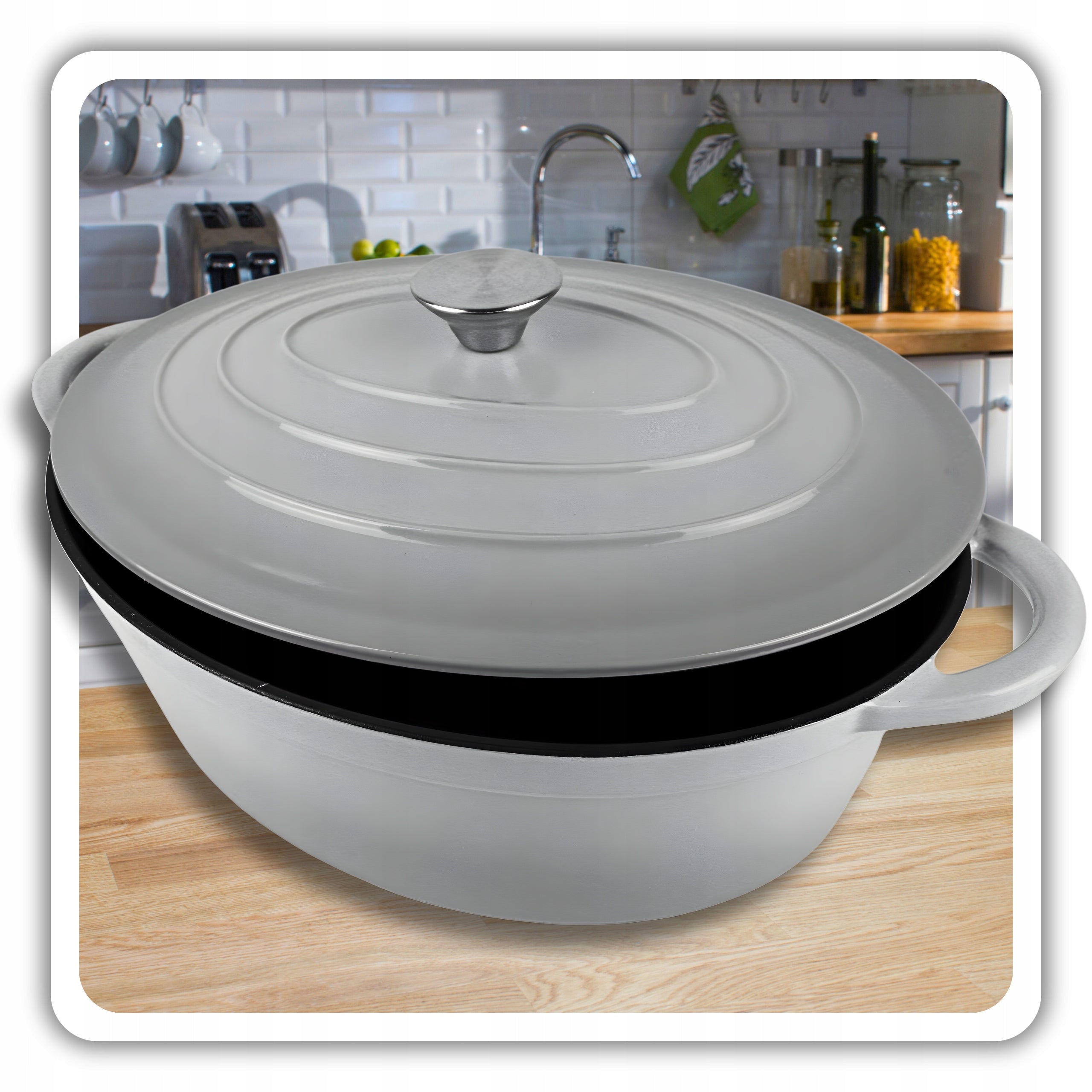 HAGE Brittany cast iron enamel 6 l lid 34 cm grey induction oven Brand HAGE