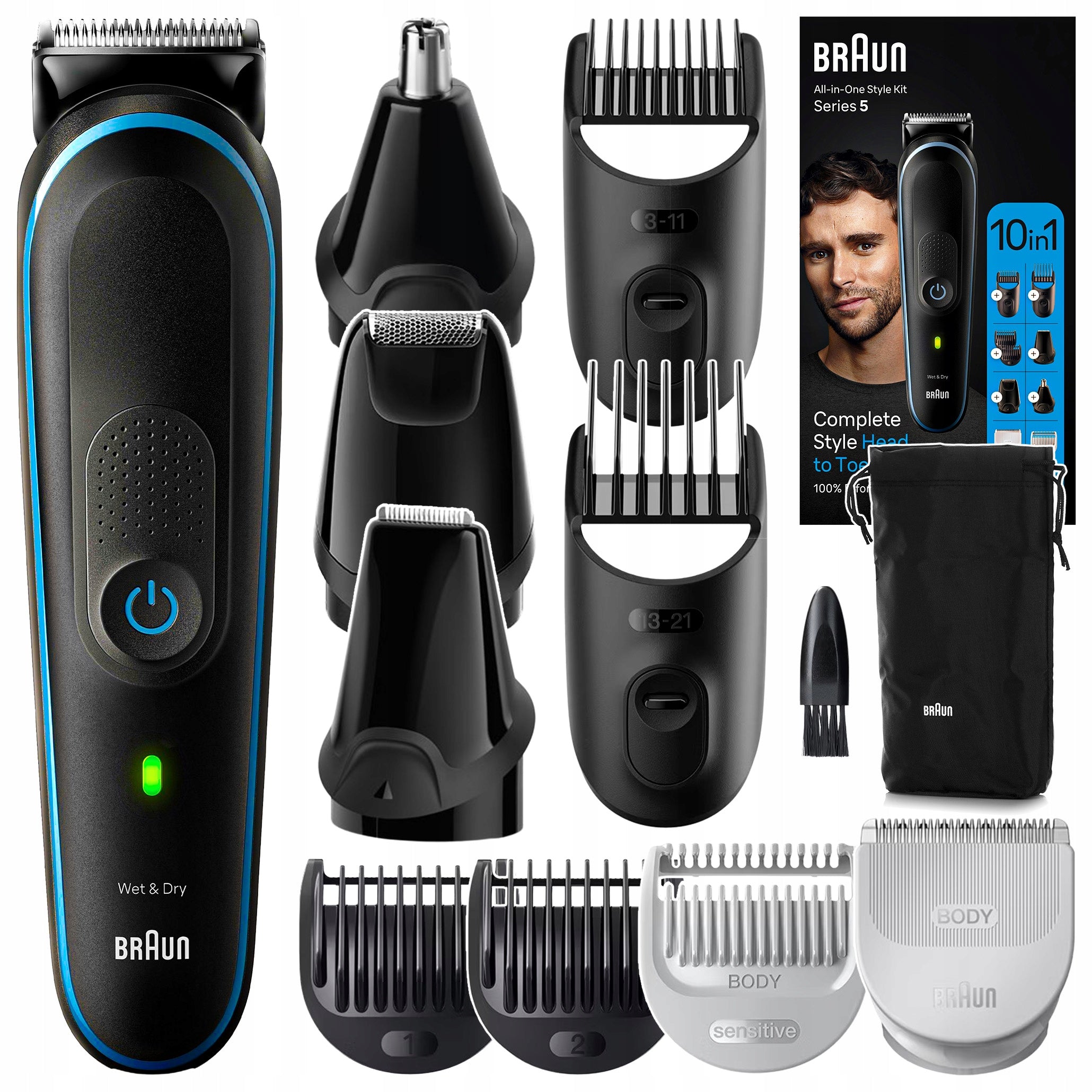 HAIR CLIPPER NOSE BEARD TRIMMER EAR SHAVER BRAUN SERIES 5 - 10in1
