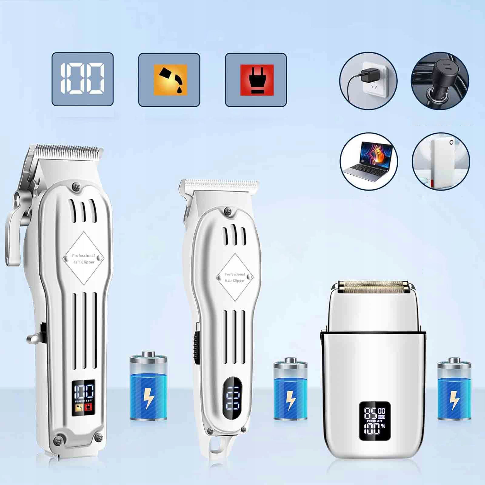 HAIR CLIPPER SET:3-IN-1 (CLIPPER/SCRAPER/SHAVER), PRECISION CUT, LCD SILVER Brand no brand