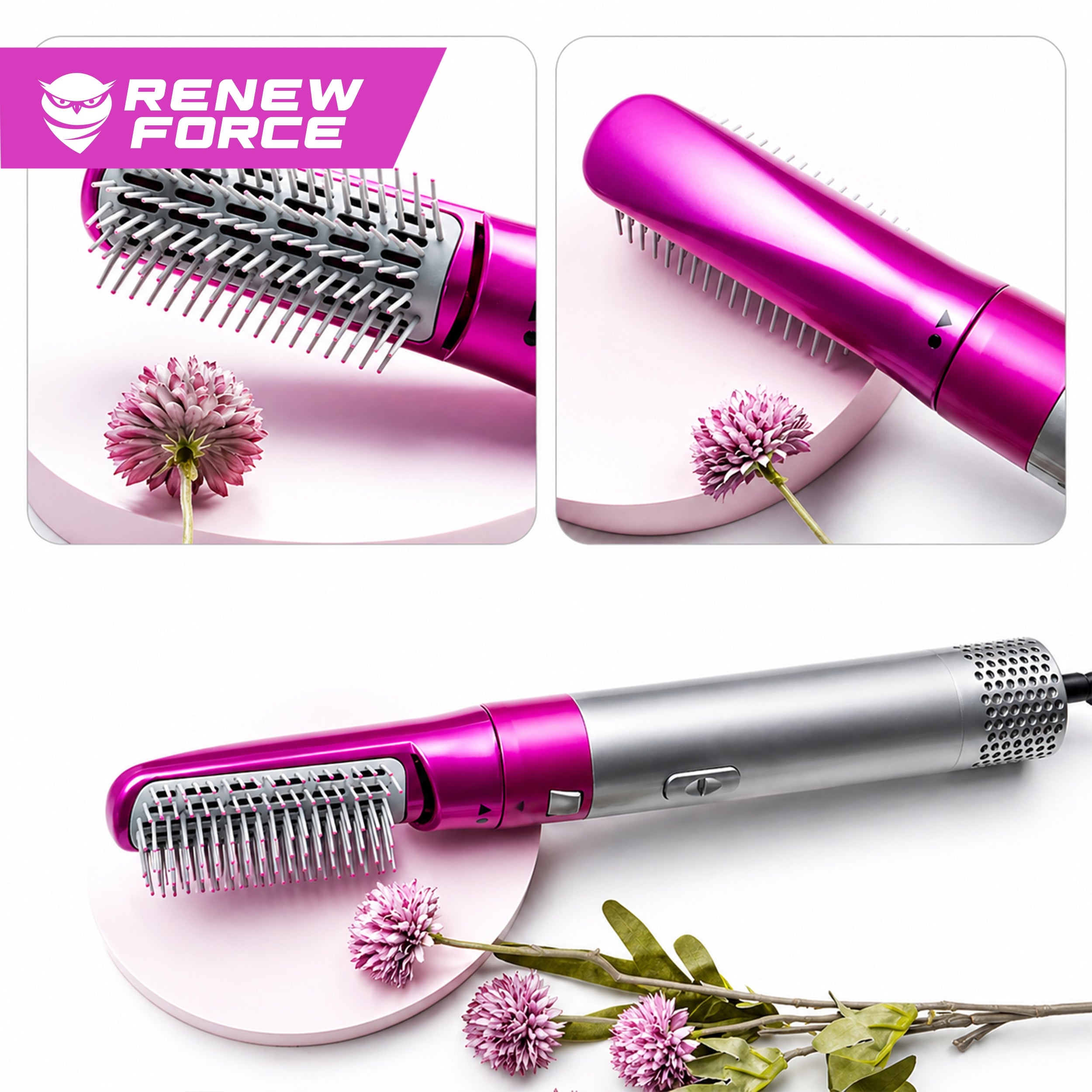 HAIR CURLER DRYER WITH STYLER BRUSH MULTIFUNCTIONAL IONIZATION 5IN1 Brand Renew Force