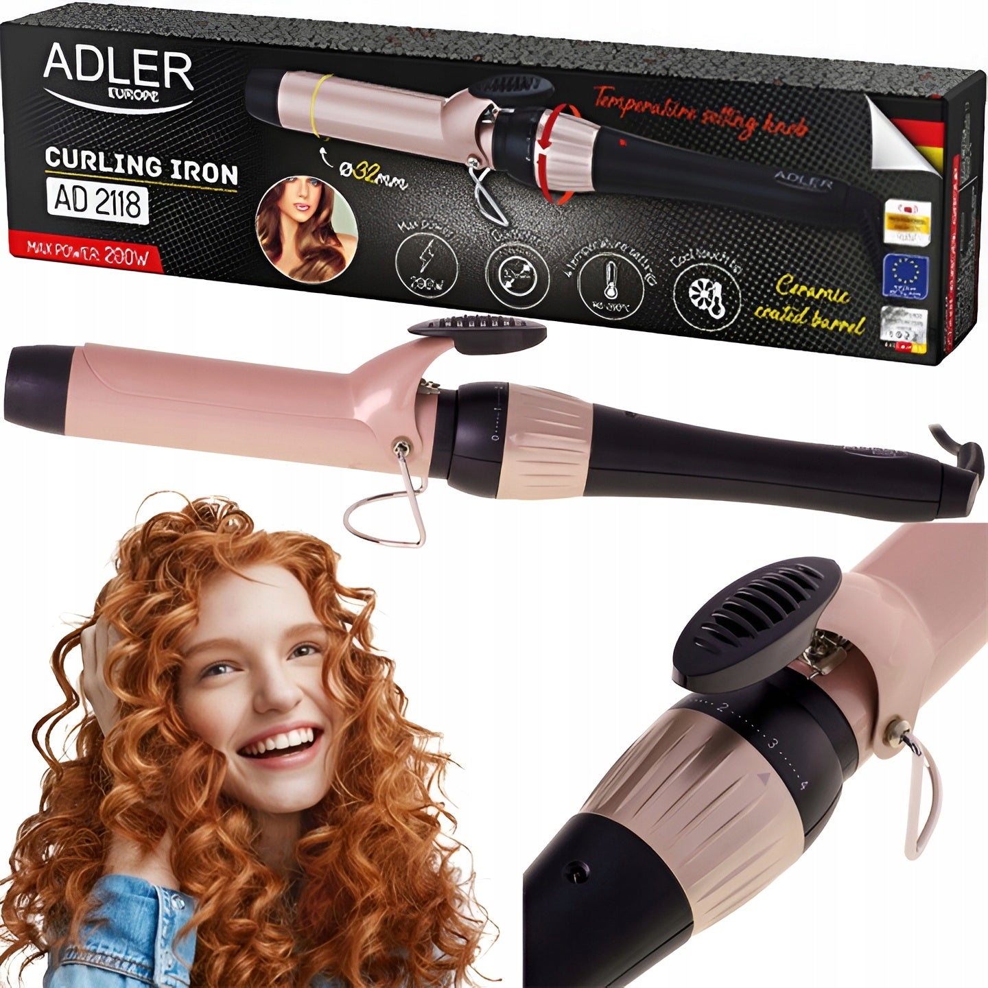 HAIR CURLER LARGE POWER Adler AD 2118|200W AUTOMATIC SHUTDOWN