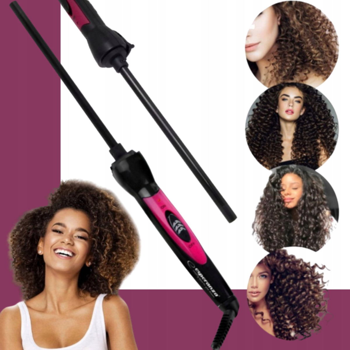 HAIR CURLER for Curling SPIRAL Curls Afro CERAMIC LED 10MM Manufacturer code Lokówka CERAMICZNA LED 10MM