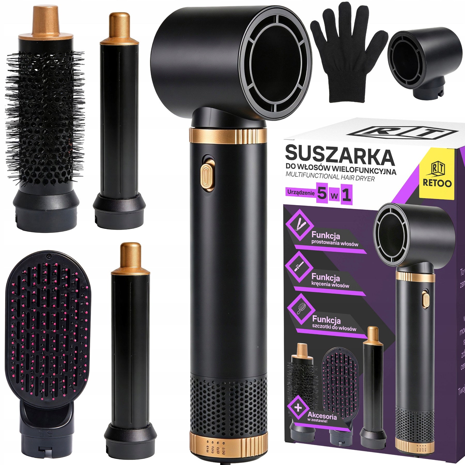 HAIR DRYER BRUSH CURLER STRAIGHTENER 900W MULTIFUNCTIONAL 5in1 Packaging status original