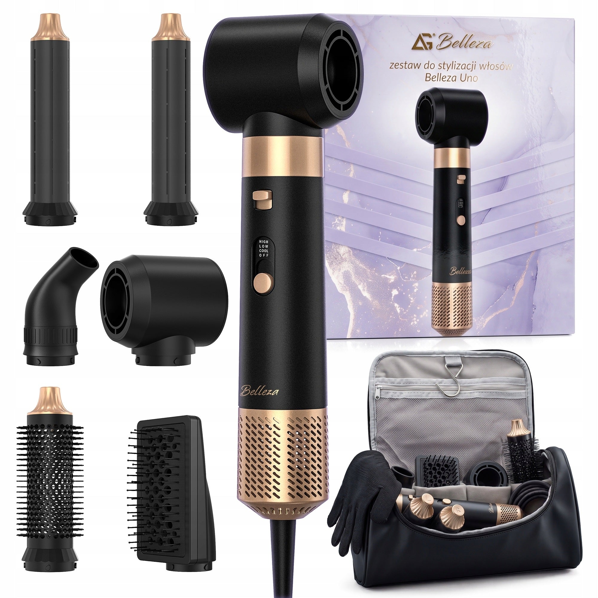 HAIR DRYER CURLING IRON MULTISTYLER WITH IONIZATION DIFFUSER OVERLAY +ETUI