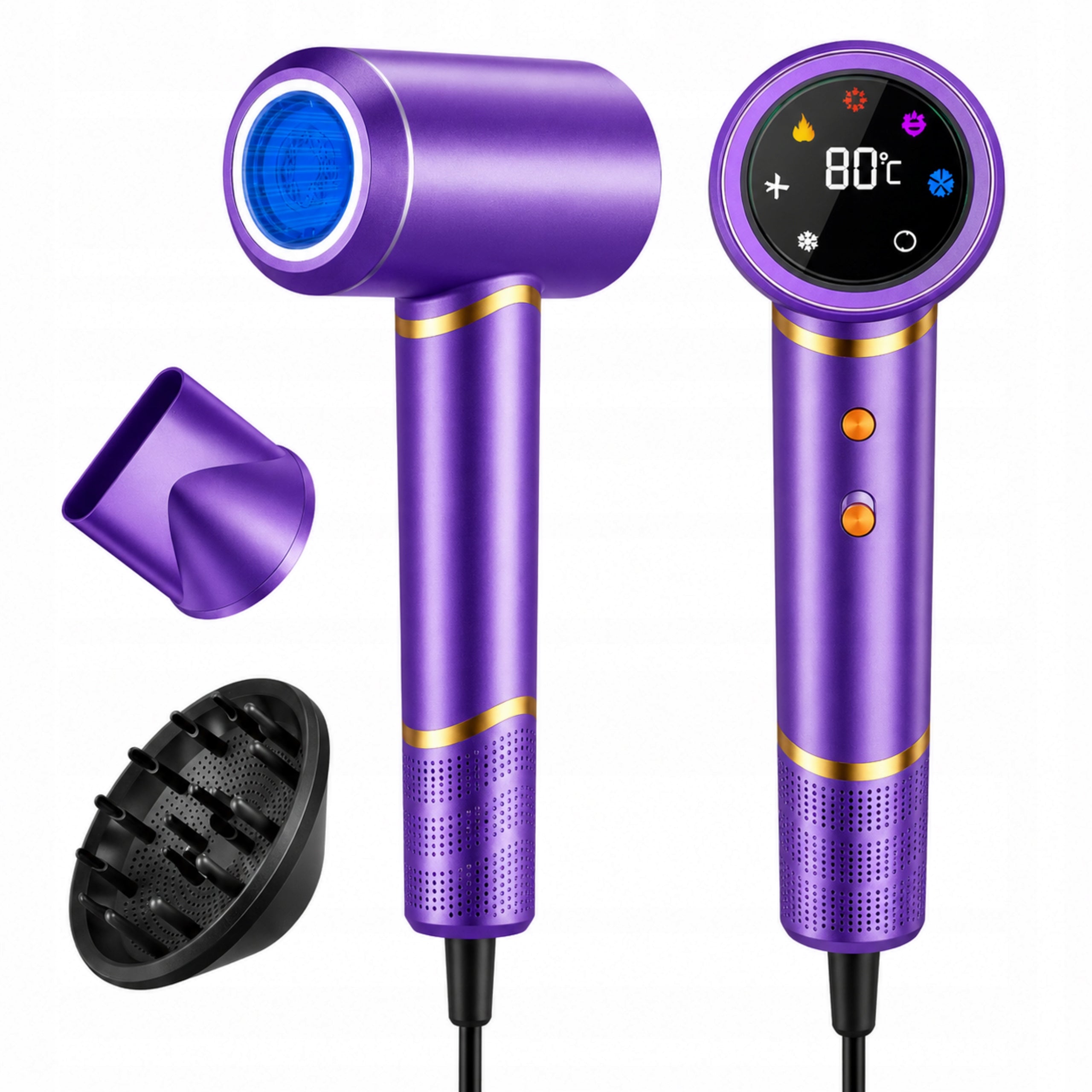 HAIR DRYER IONIZATION LED 1600W QUIET PURPLE DIFFUSER