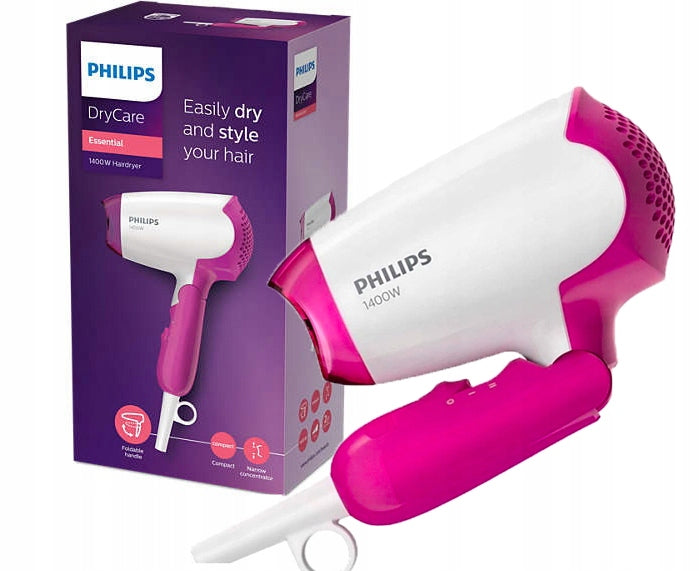 HAIR DRYER PHILIPS SMALL COMPACT FOLDABLE TRAVEL WITH CAP Manufacturer code BHD