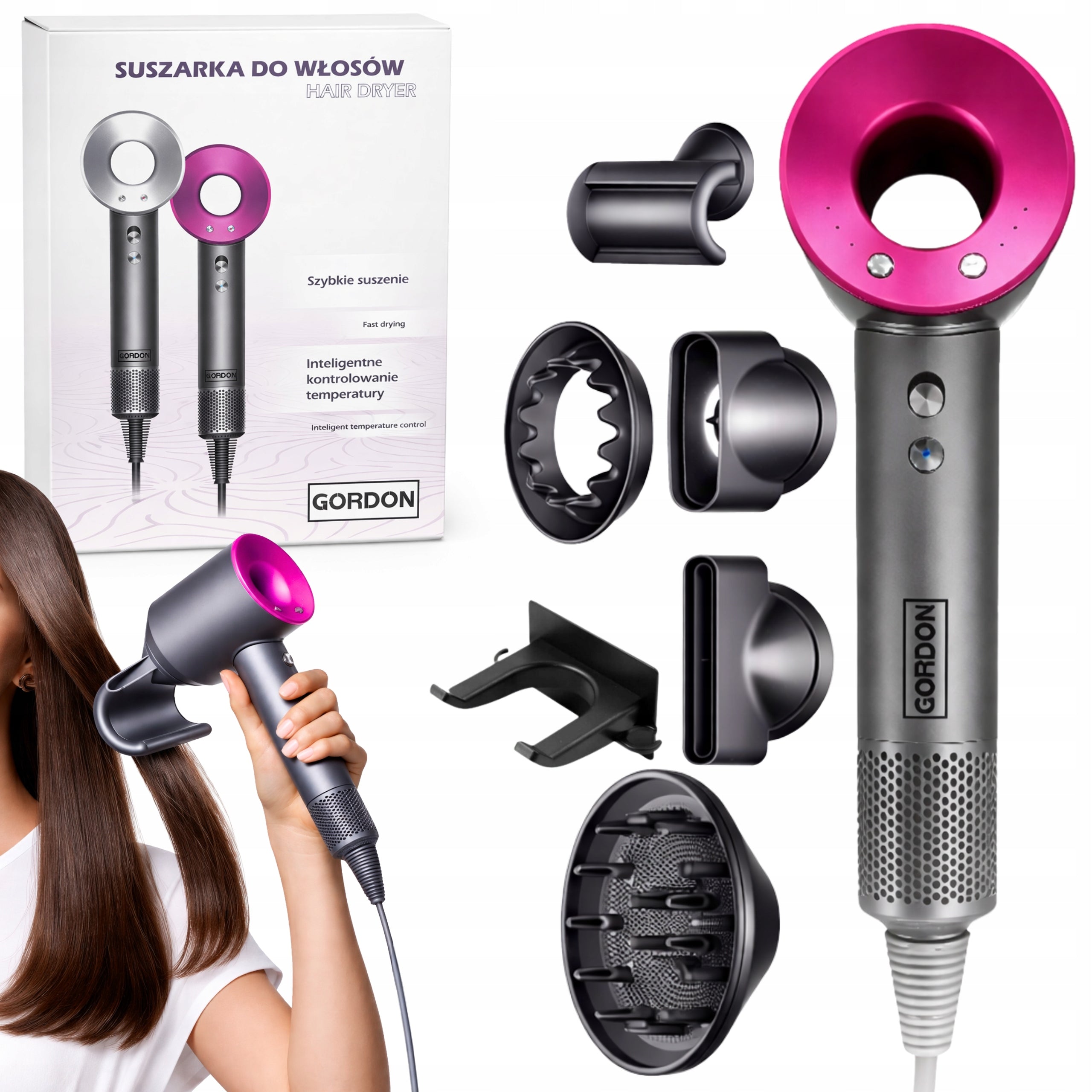 HAIR DRYER PROFESSIONAL 6-IN-1 1600 W IONIZATION DIFFUSER SILVER
