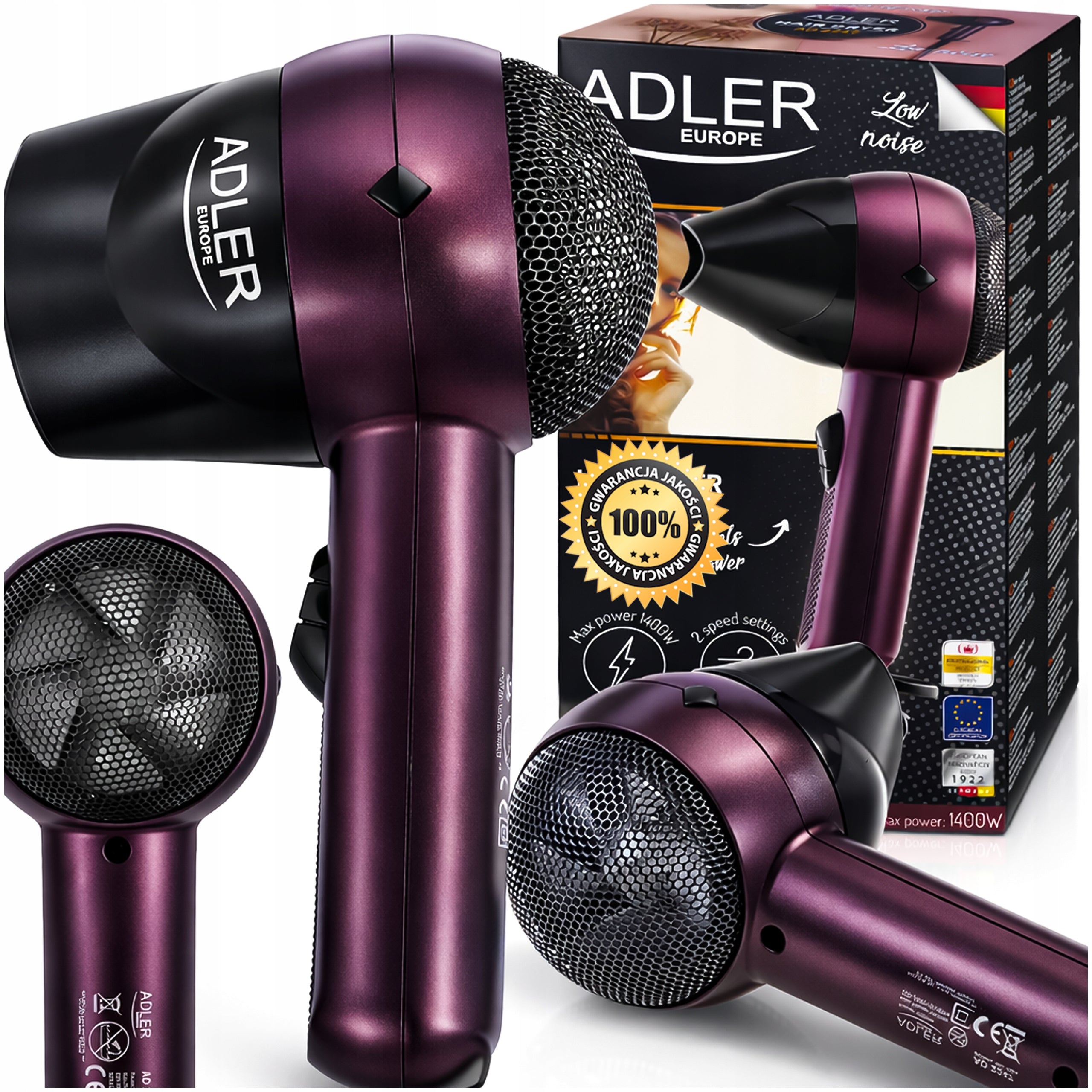 HAIR DRYER SMALL TOURIST HANDHELD STRONG 1400W FOR SWIMMING POOL TRAVEL