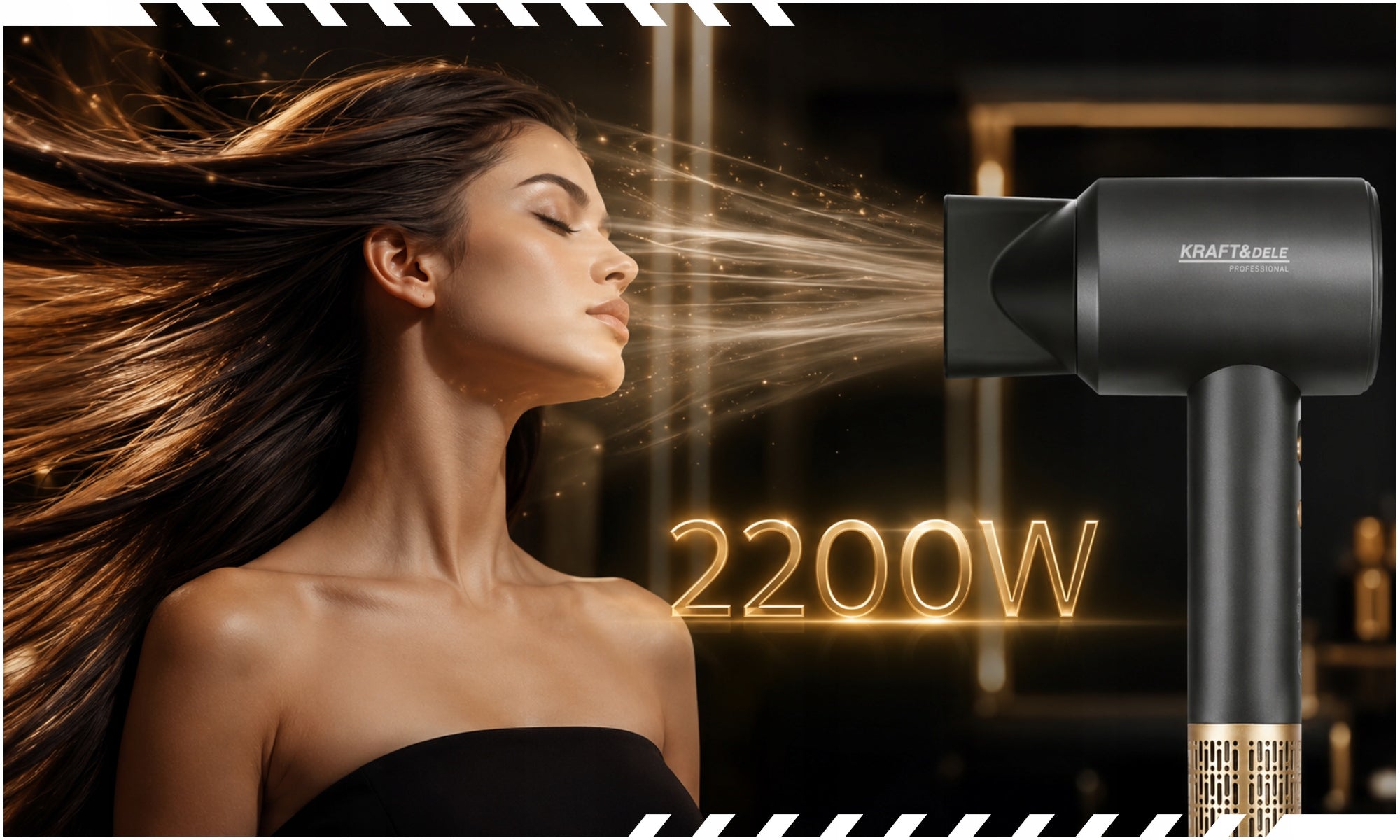 HAIR DRYER WITH DIFFUSER COLD AIR 2200W LED AIR ADJUSTMENT Manufacturer code SUSZARKA DO WŁOSÓW LED Z DYFUZOREM ZIMNY