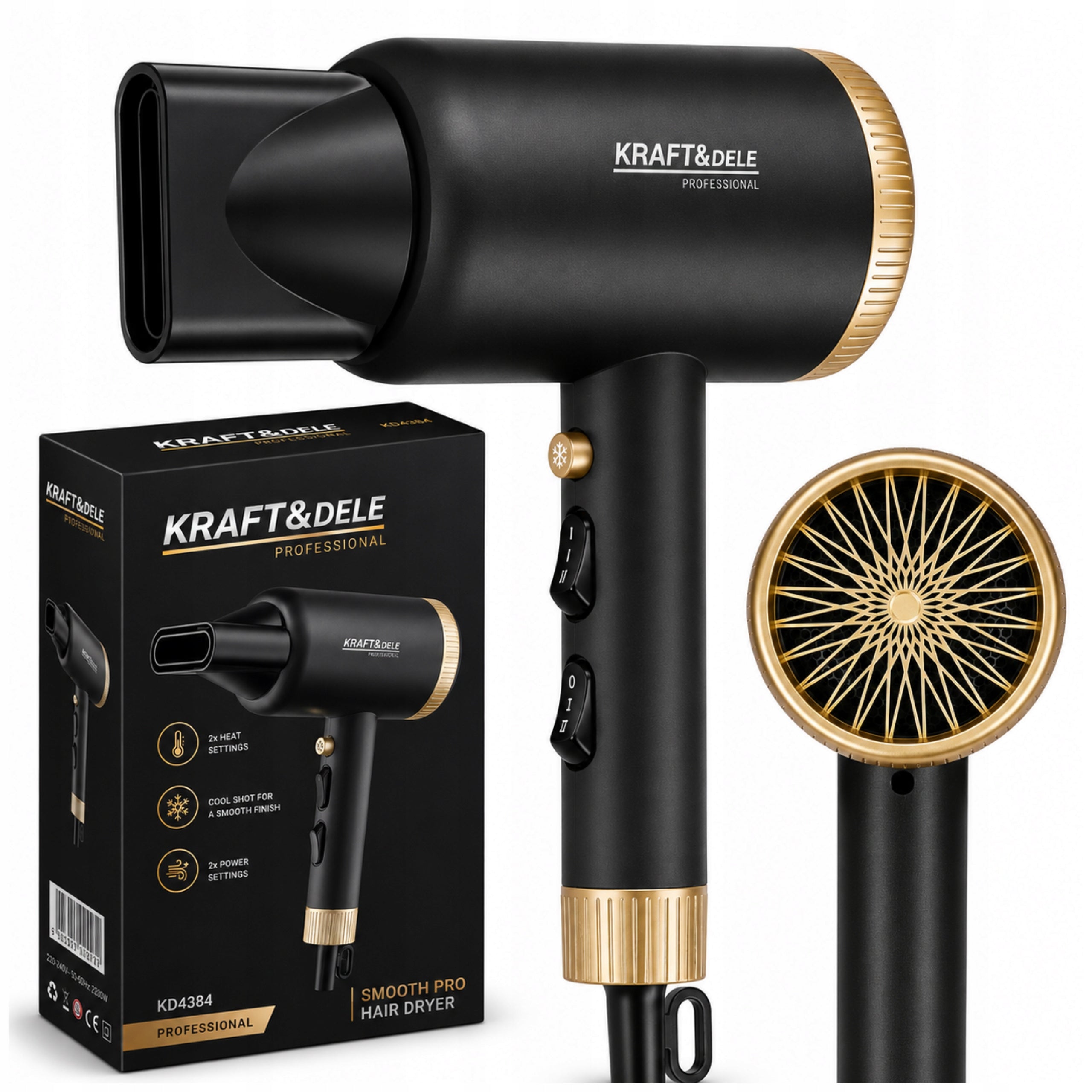 HAIR DRYER WITH DIFFUSER COLD AIR STRONG 2200W AIR REGULATION