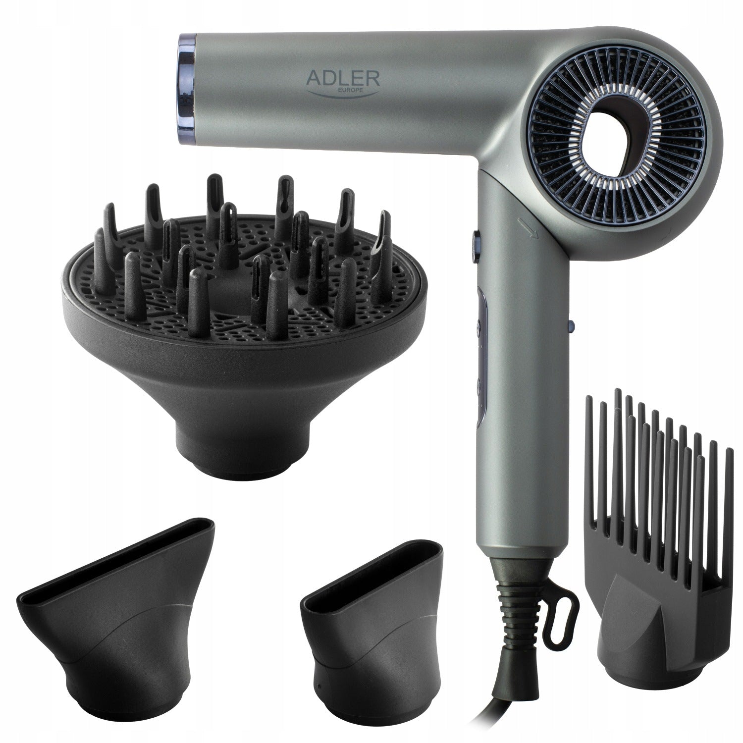 HAIR DRYER WITH DIFFUSER IONIZATION FOLDING 4 COLD AIR CAPS Packaging status original