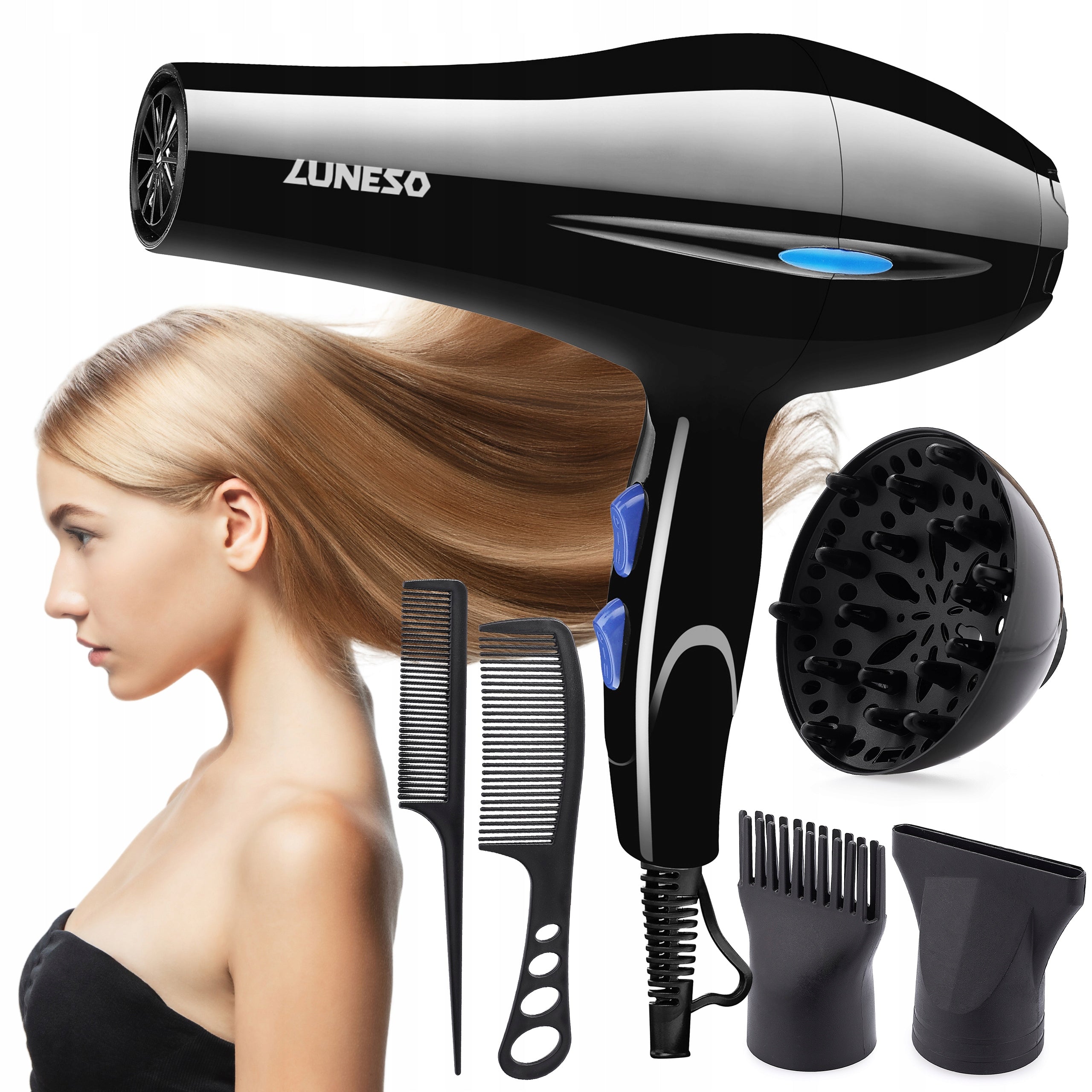 HAIR DRYER with diffuser ionization POWERFUL cold air concentrator