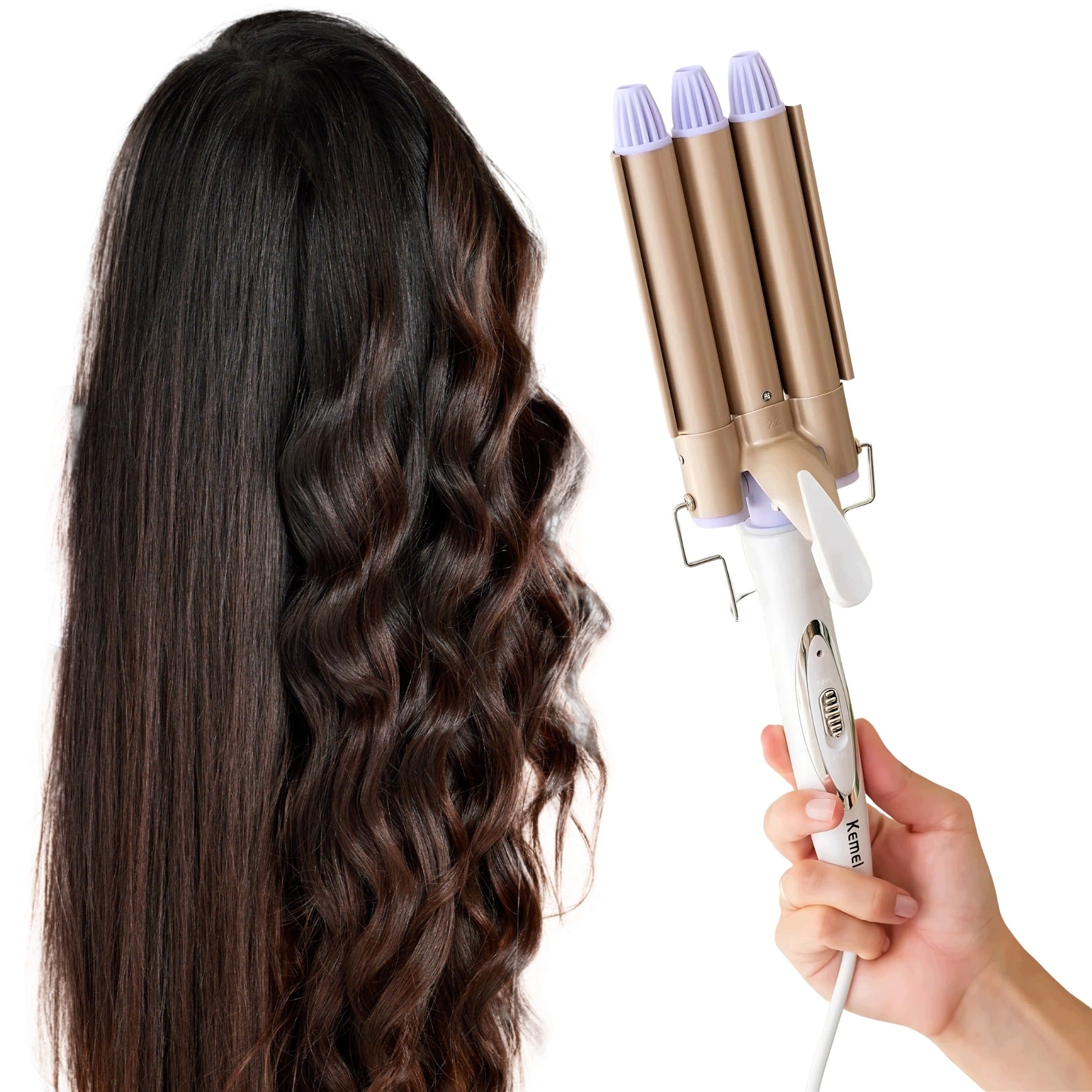 HAIR INVERTER BUCKLE FREEBIE CURLING IRON FOR STYLING FAST WAVES CURLS Manufacturer code Falownica KEMEI + Klamra Fryzjerska