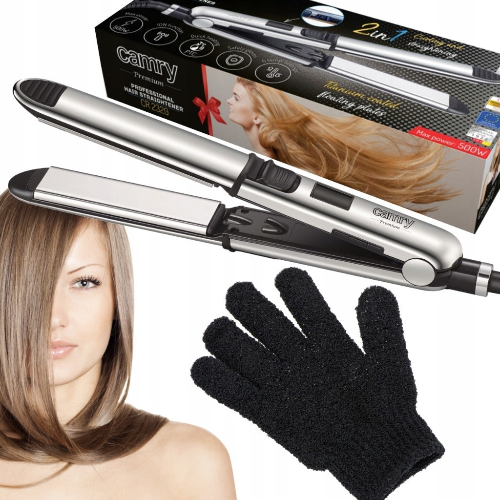HAIR STRAIGHTENER STRONG LCD IONIZATION TEMPERATURE CONTROL + GLOVE