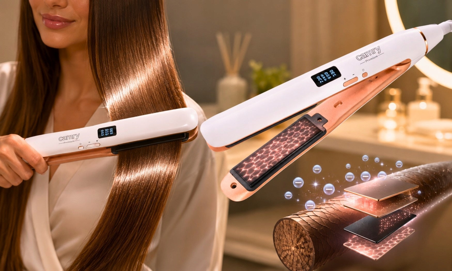 HAIR STRAIGHTENER WITH IONIZATION TEMPERATURE CONTROL CERAMIC PREMIUM Manufacturer code Prostownica Do Włosów Z Jonizacją I Regulacją